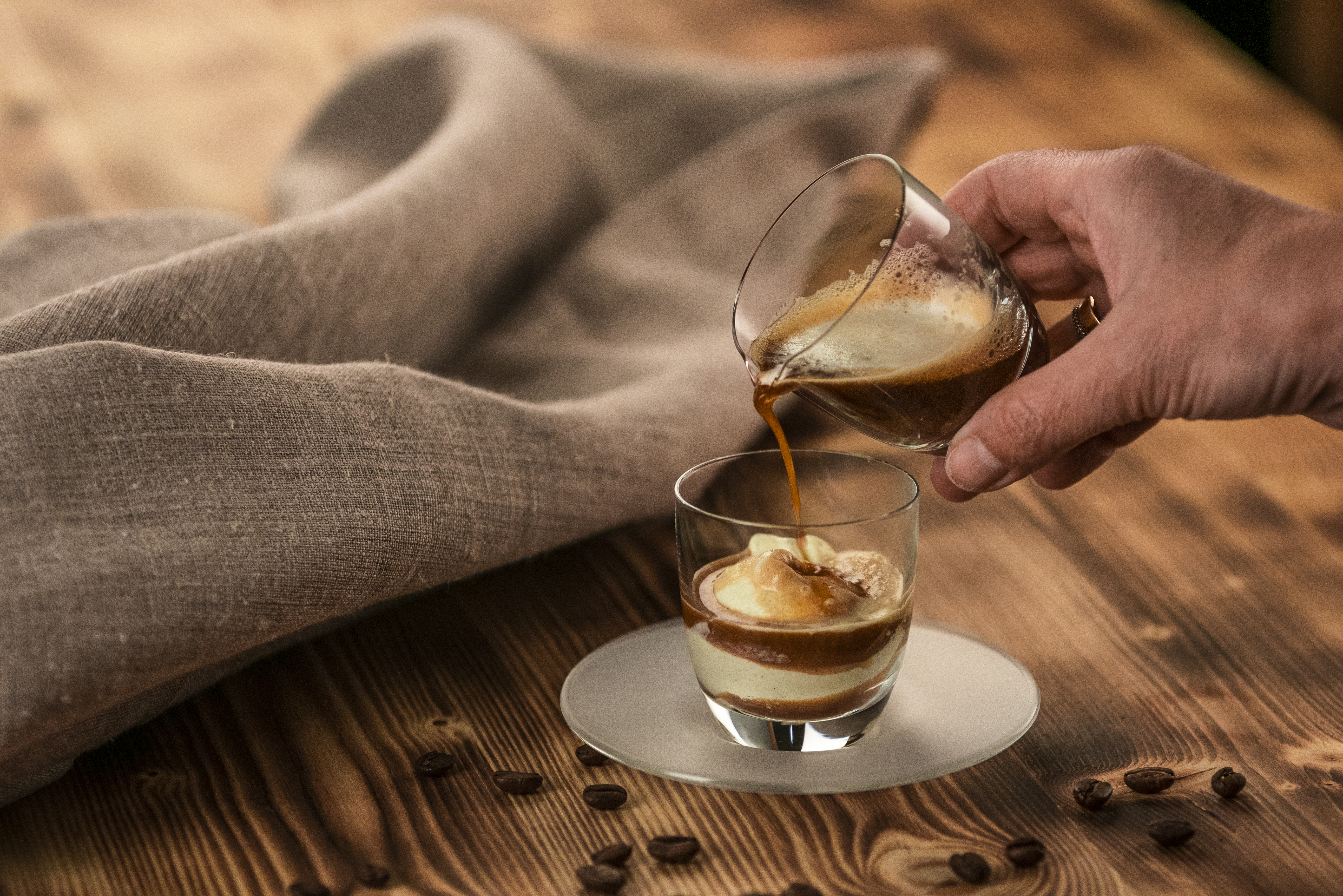 Set of coffee glass with small pot AFFOGATO
