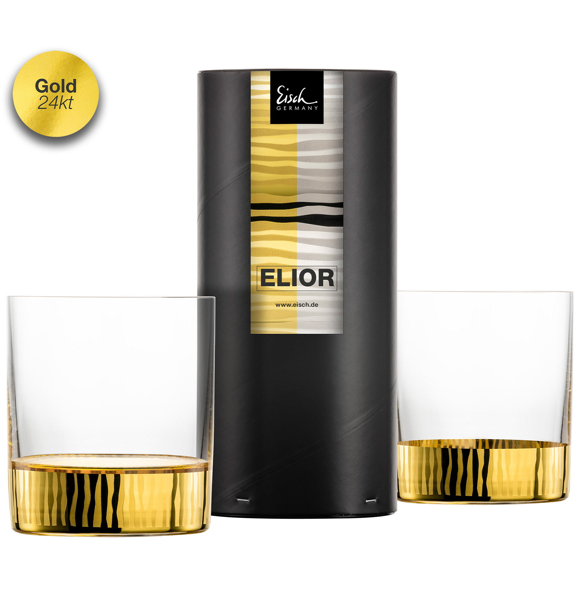 Set of 2 whisky glasses gold ELIOR