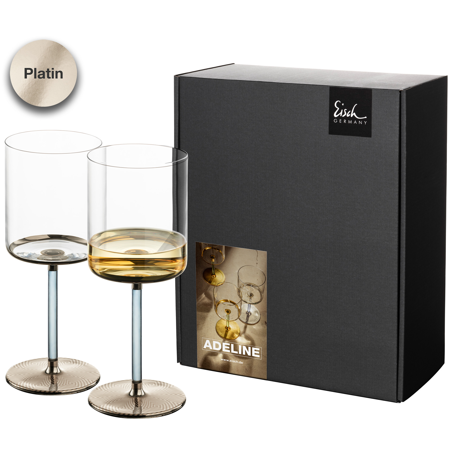 Set of 2 white wine glasses platinum ADELINE