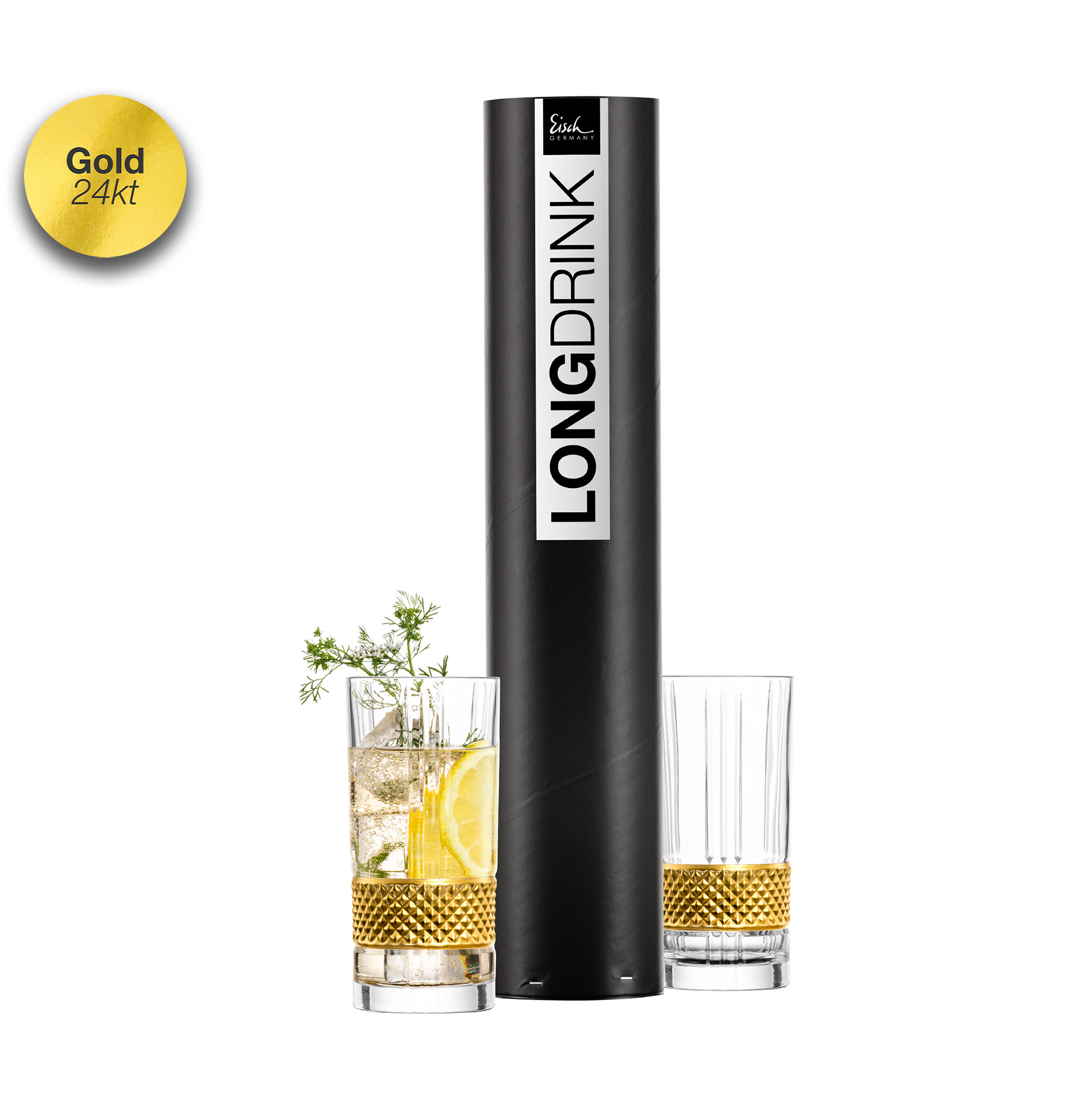 Set of 2 longdrink glasses gold GLEN