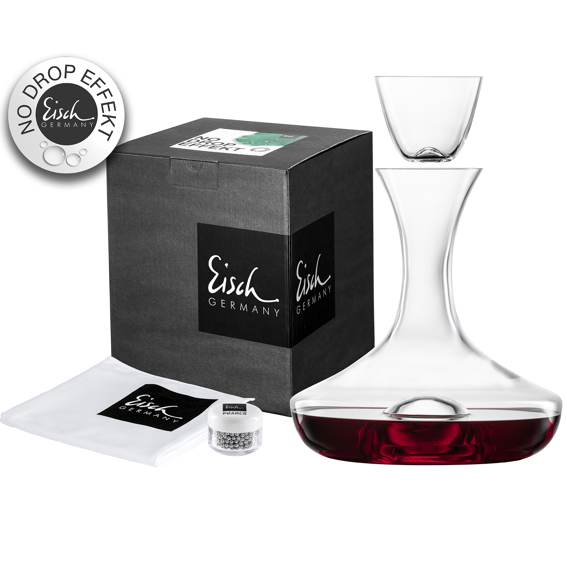 Gift set decanter incl. cleaning balls, decanter top and glass polishing cloth