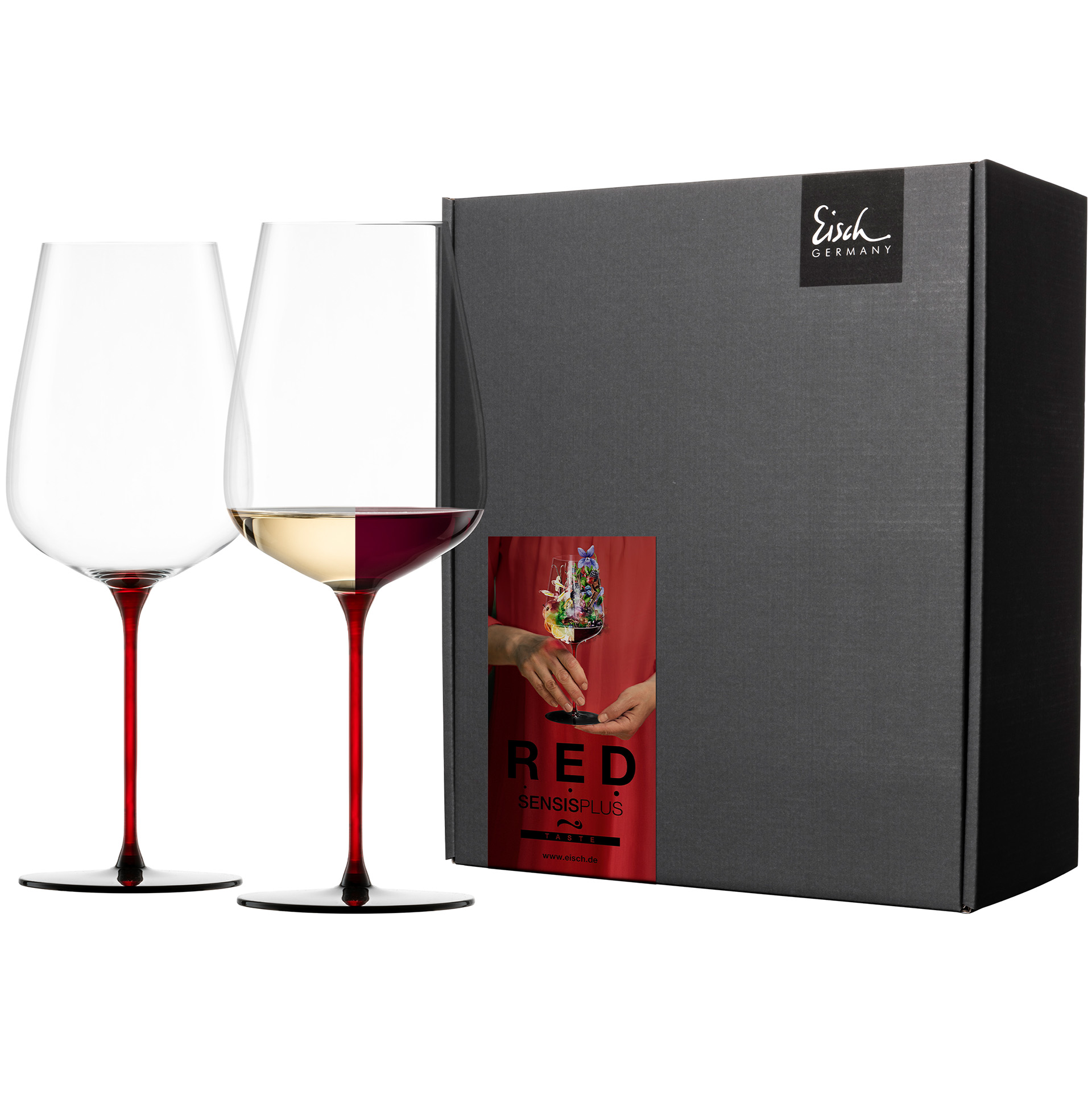 Set of 2 allround wine glasses powerful & rich red/black RED SENSISPLUS