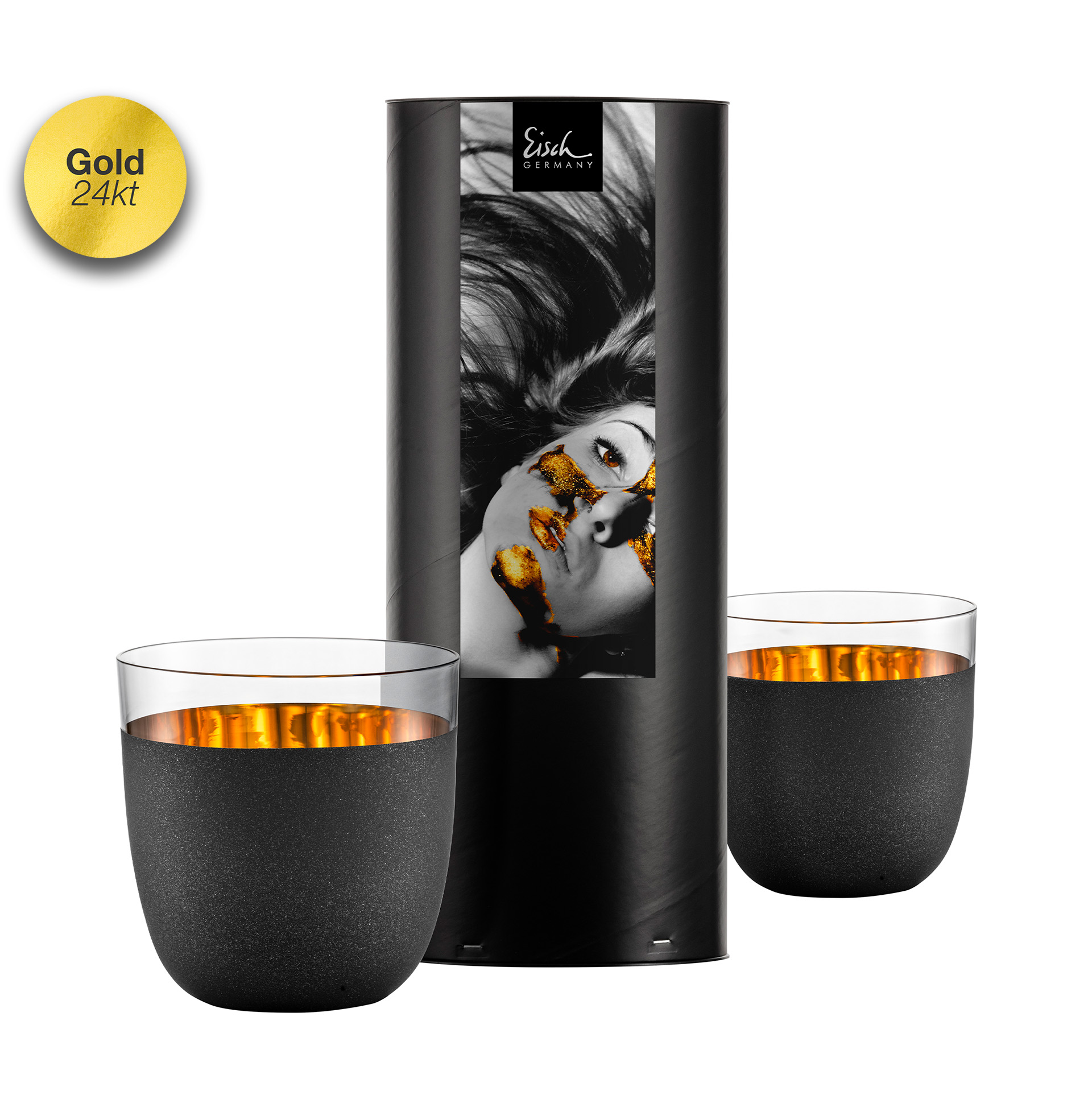 2er Set Becher schwarz/gold COSMO