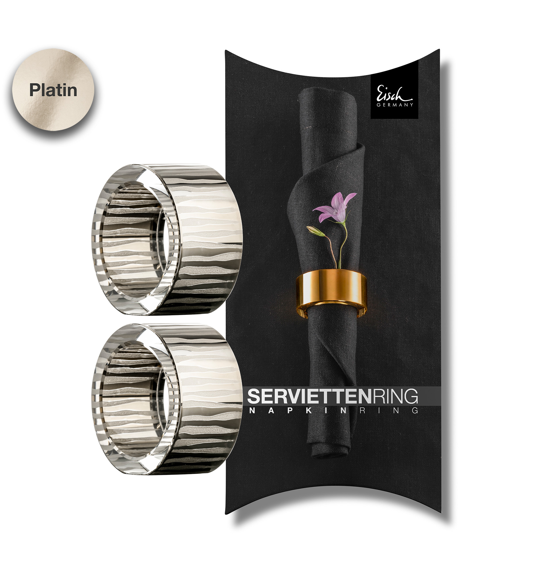 2er Set Serviettenringe platin ELIOR