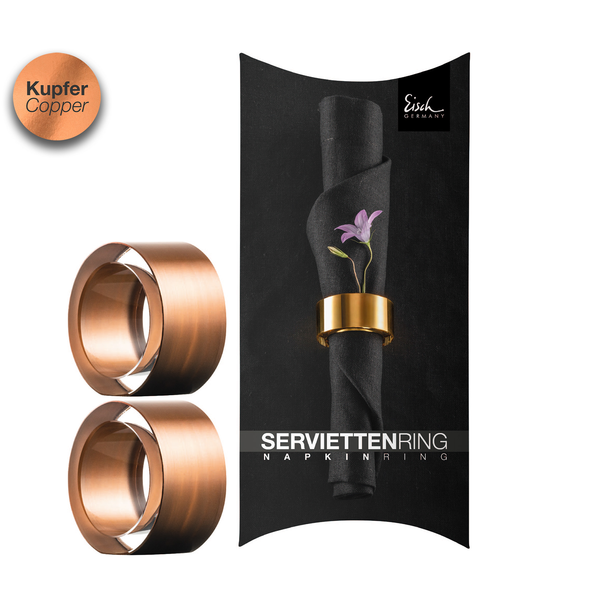 2er Set Serviettenringe kupfer KAYA