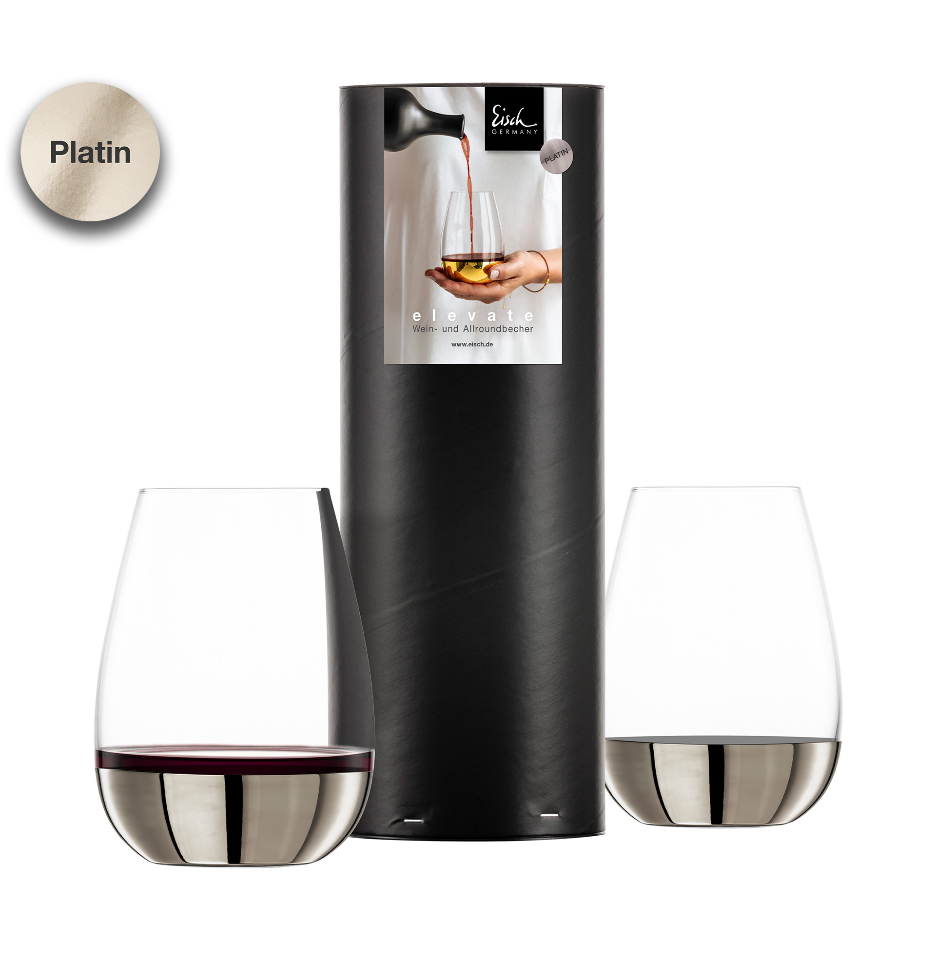 Set of 2 allround tumblers red wine platinum ELEVATE