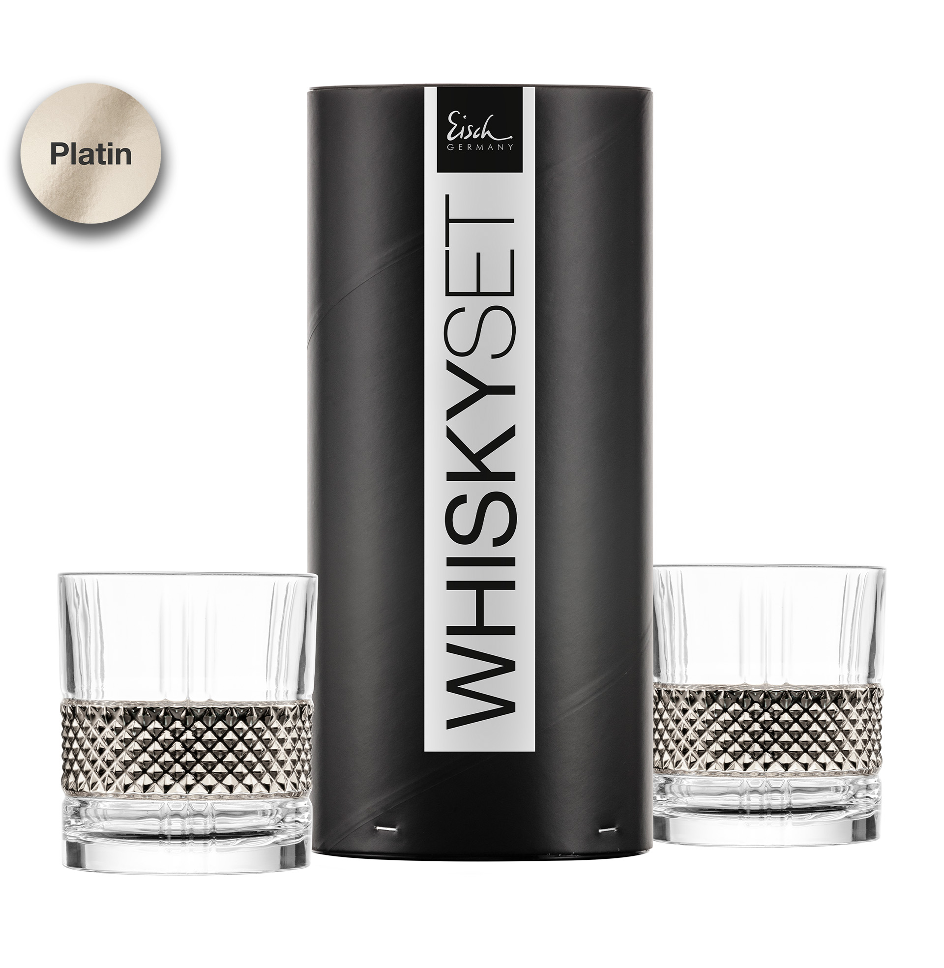 Set of 2 whisky glasses platinum GLEN