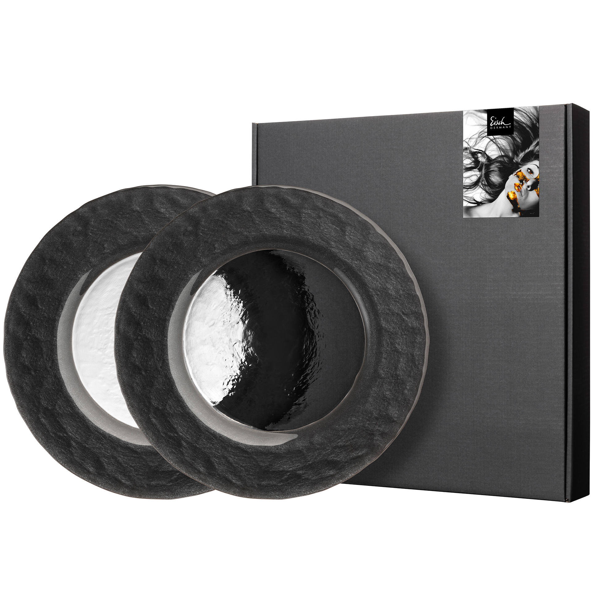 2er Set Teller schwarz Ø 230 mm KAYA