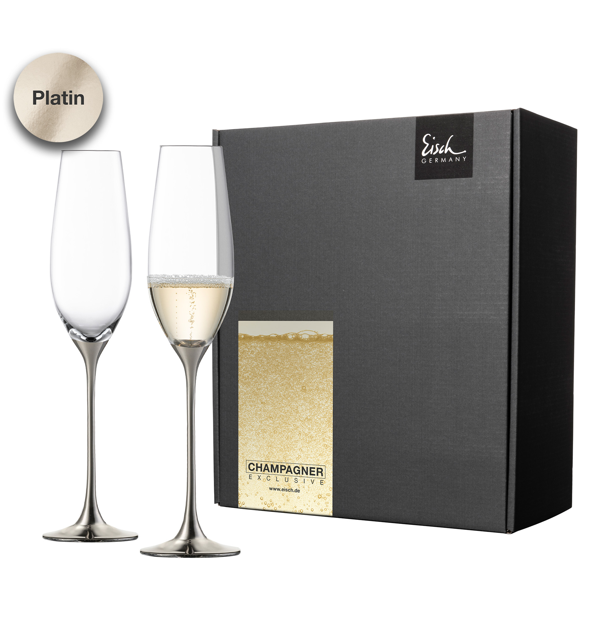 2er Set Champagnergläser platin CHAMPAGNER EXKLUSIV