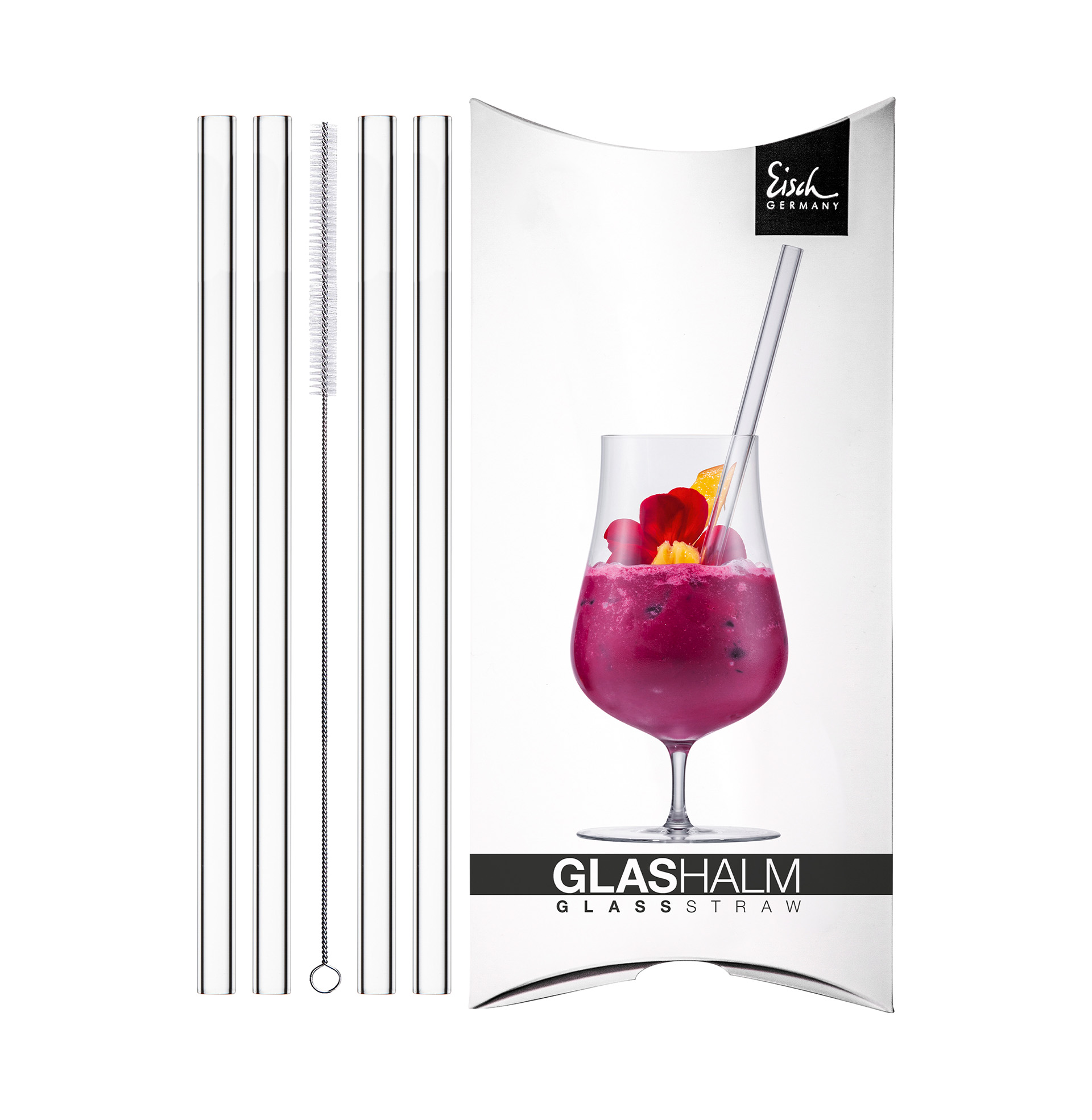4er Set Glashalme mit Reinigungsbürste