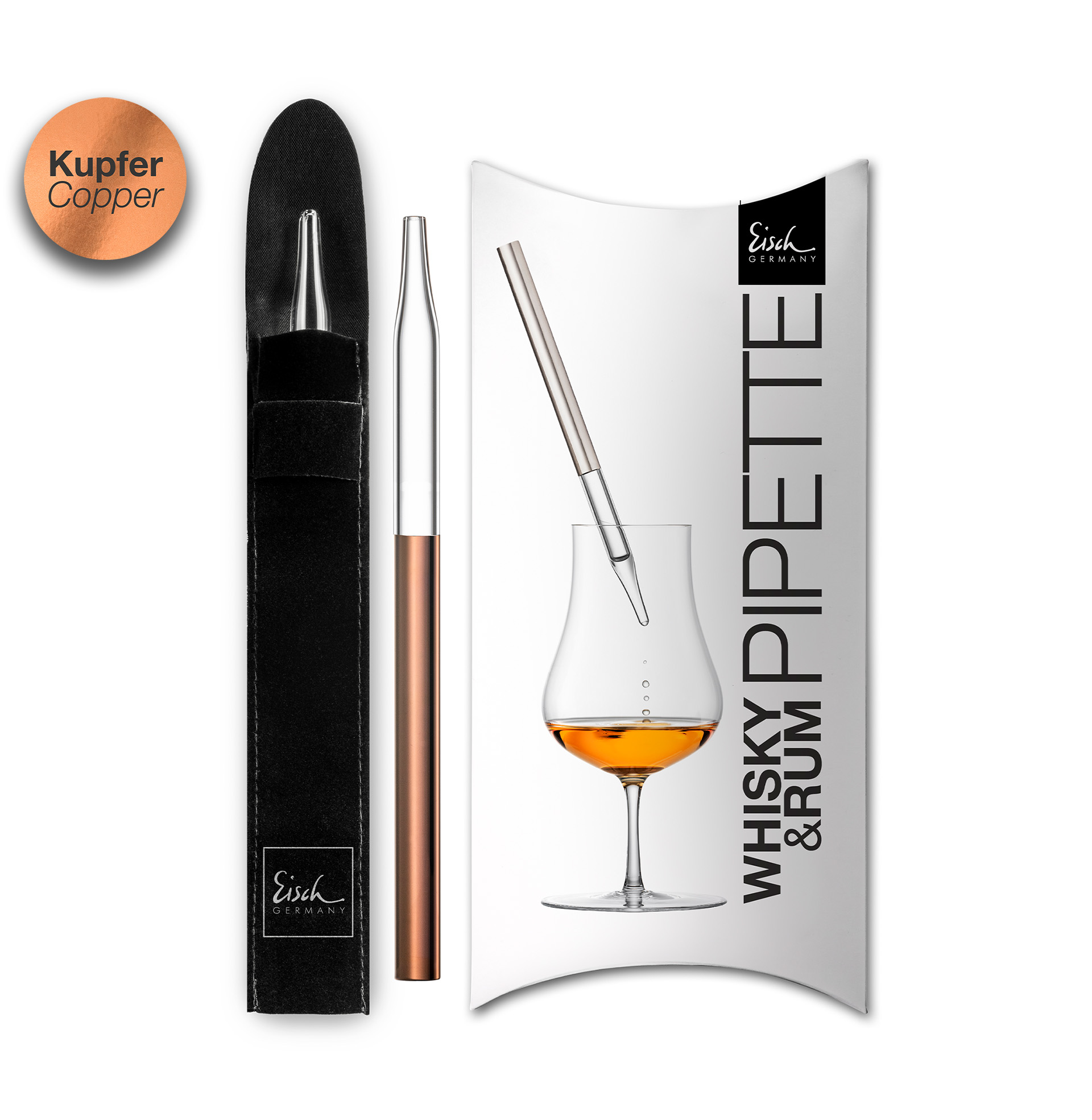 Whisky / rum pipette copper GENTLEMAN