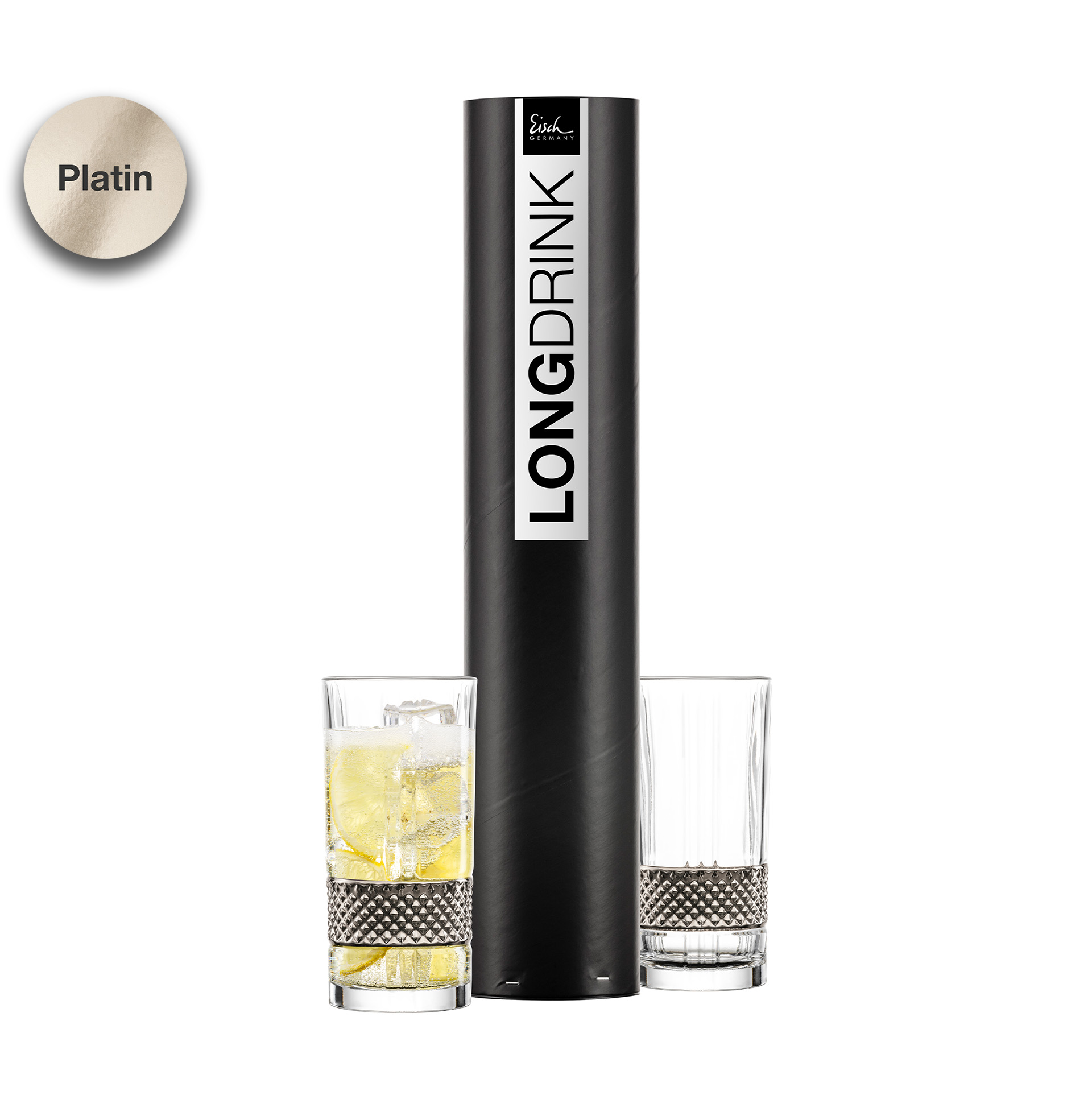 Set of 2 longdrink glasses platinum GLEN