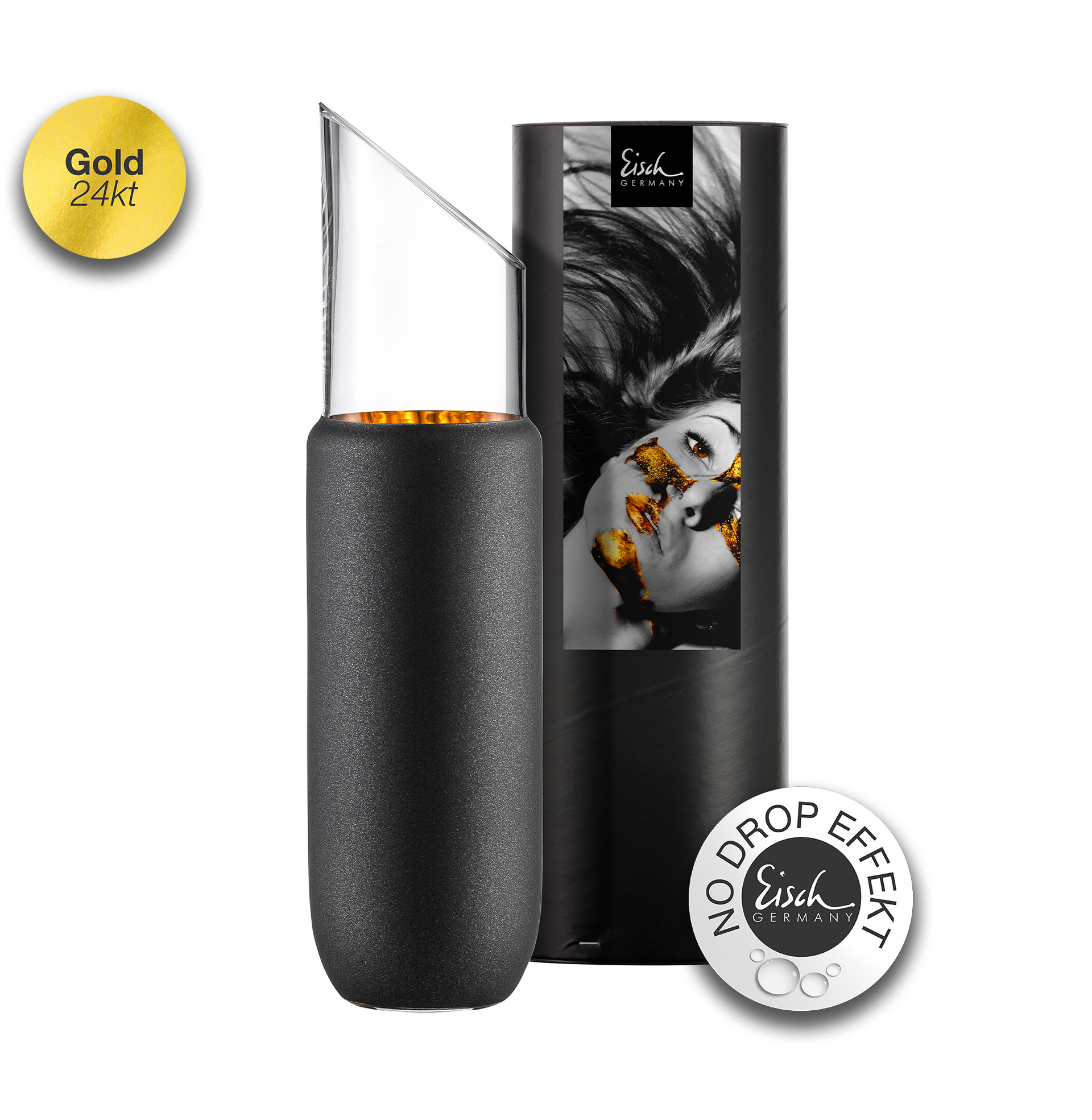 Karaffe schwarz/gold No Drop Effekt 1,0l COSMO