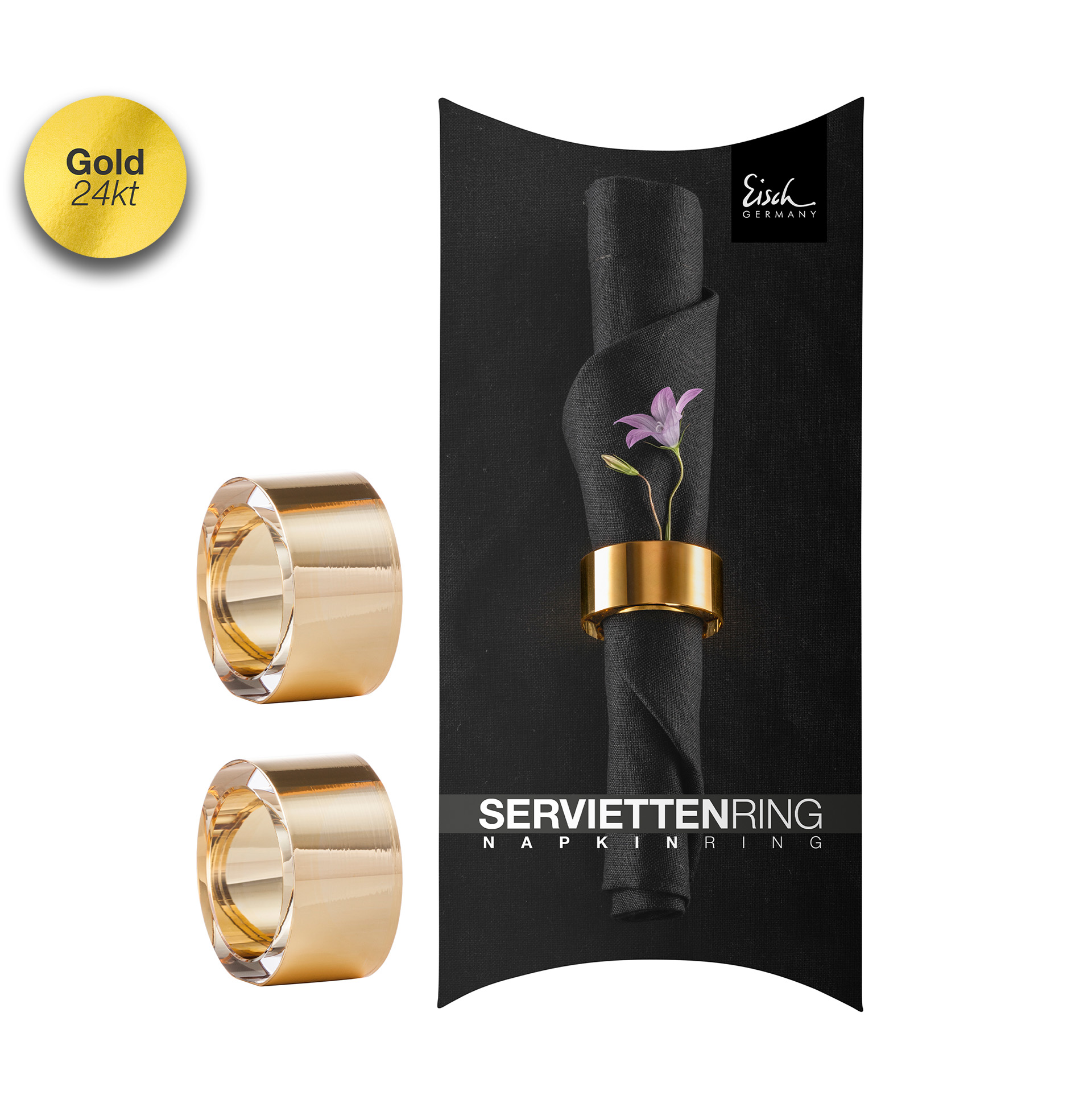 Set of 2 napkin rings gold