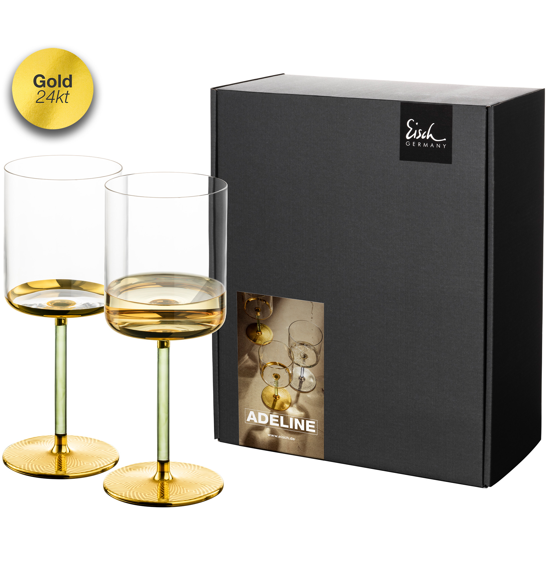 2er Set Weißweingläser gold ADELINE