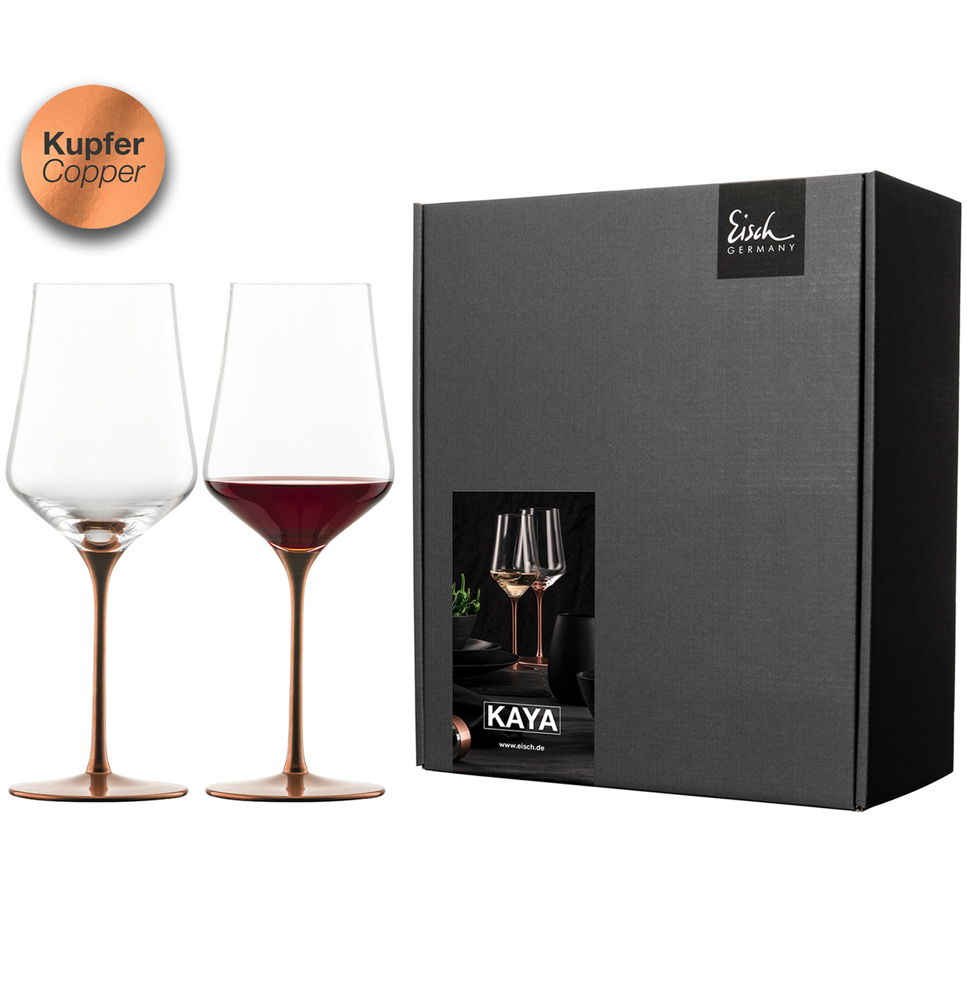 2er Set Rotweingläser kupfer KAYA