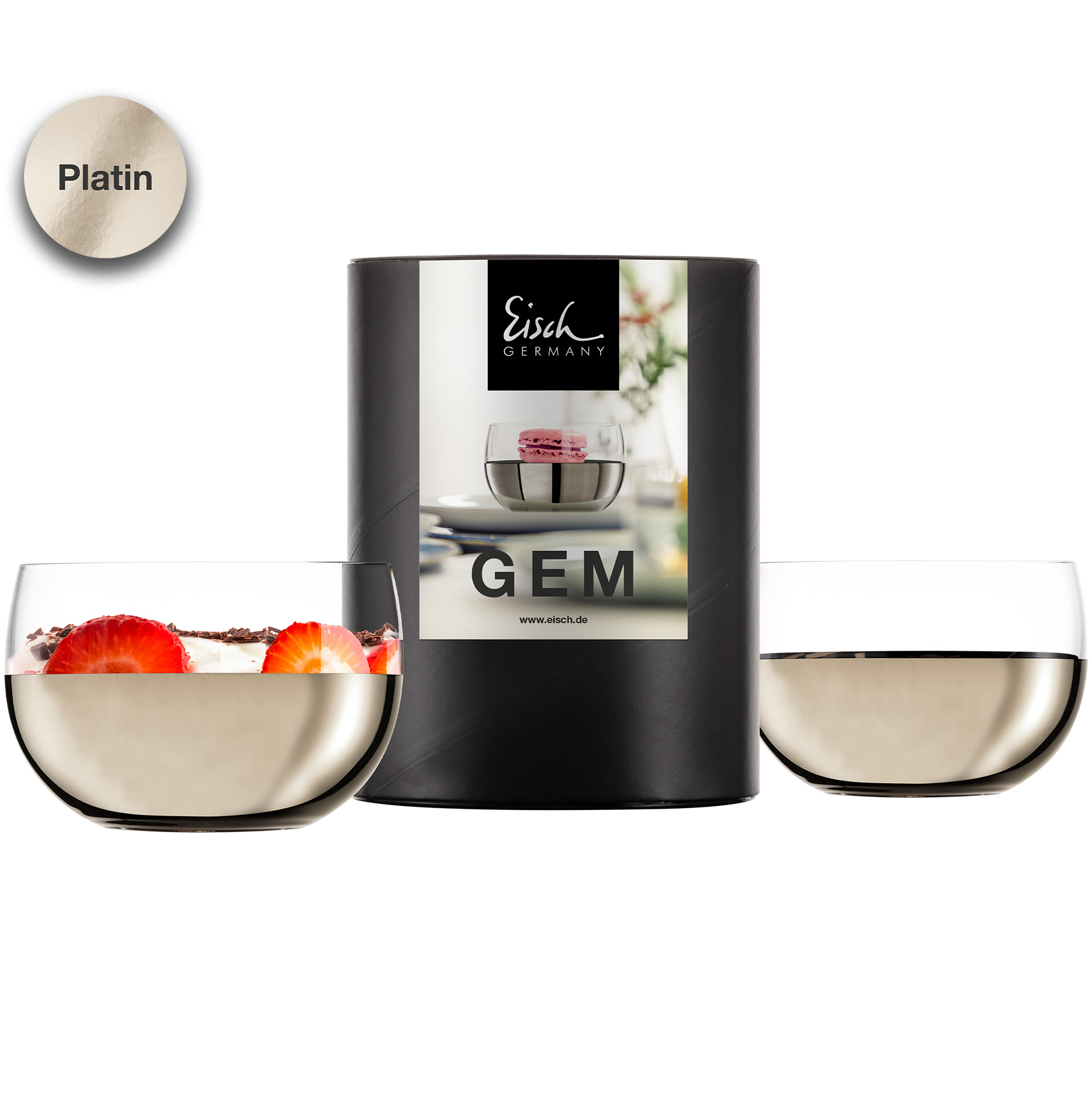 Set of 2 dessert glasses platin GEM
