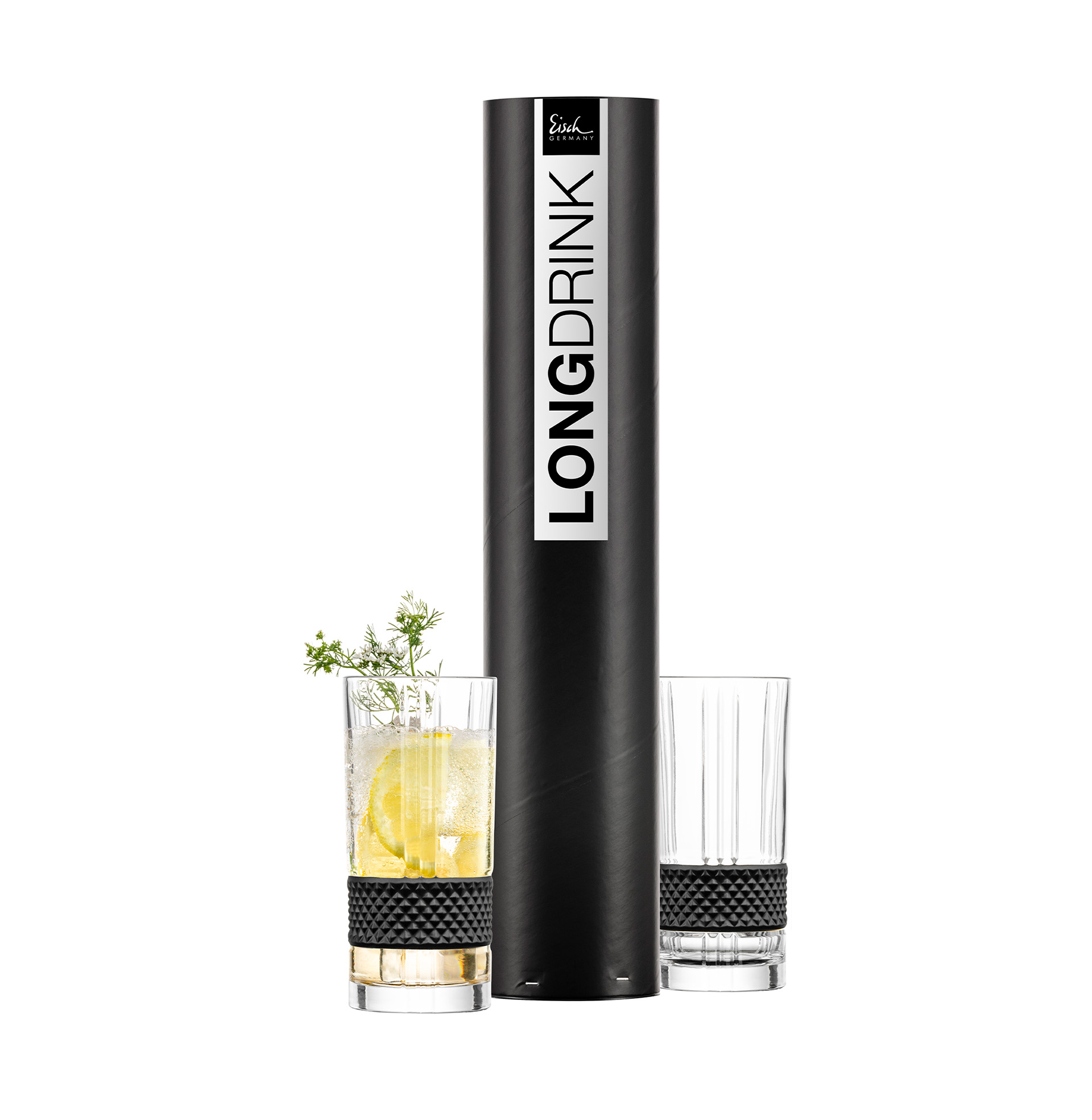 Set of 2 longdrink glasses black GLEN