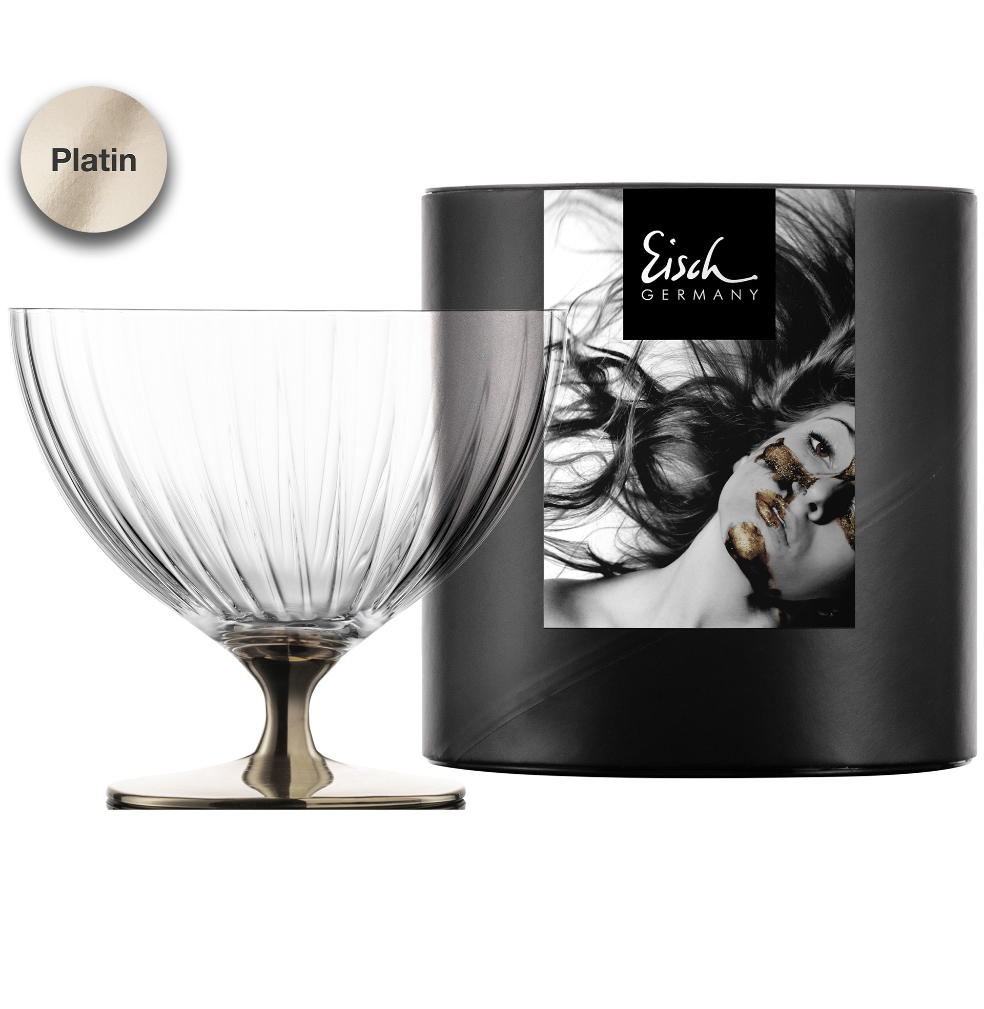 Dessertschale auf Fuß platin