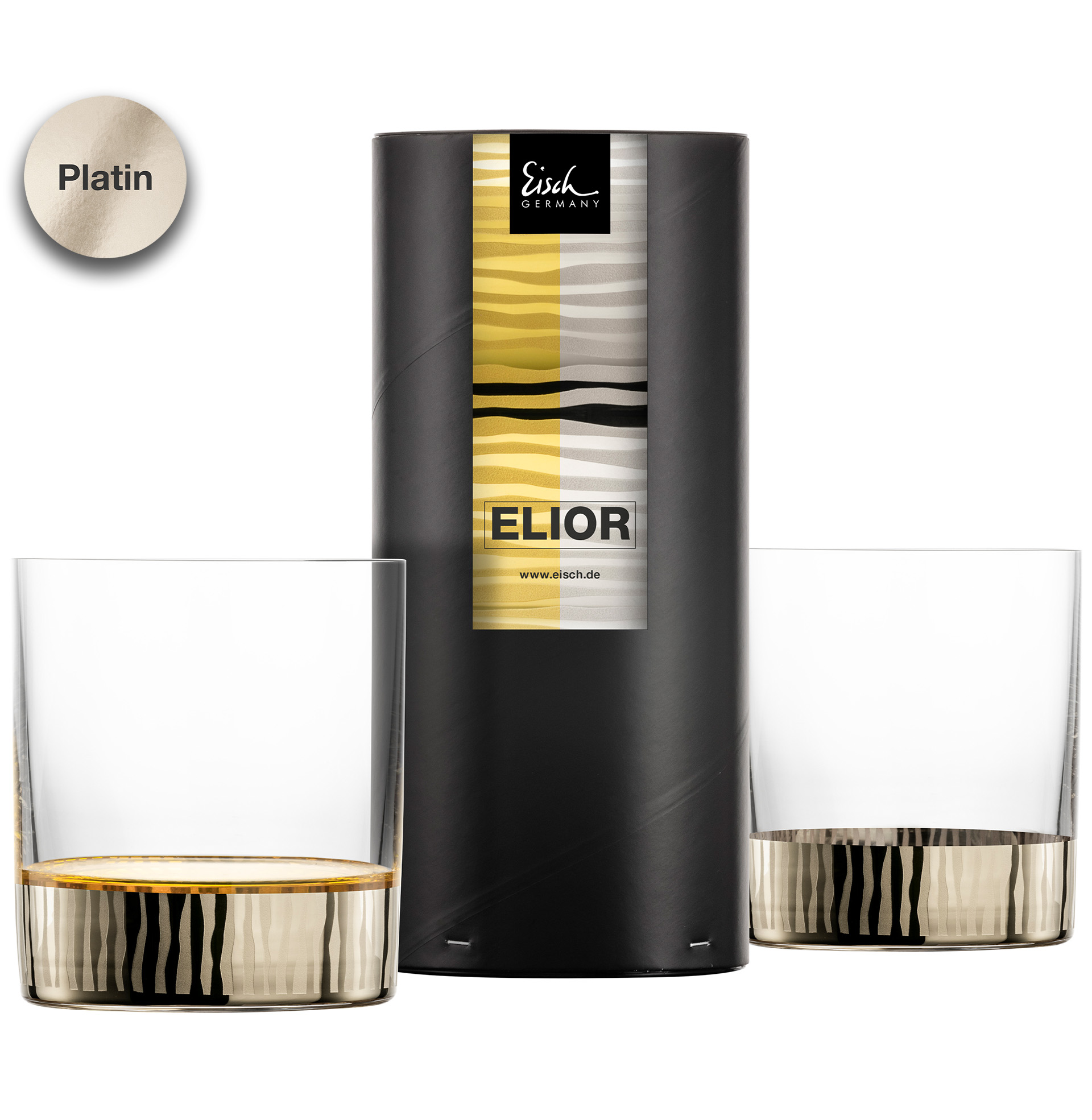 Set of 2 whisky glasses platinum ELIOR