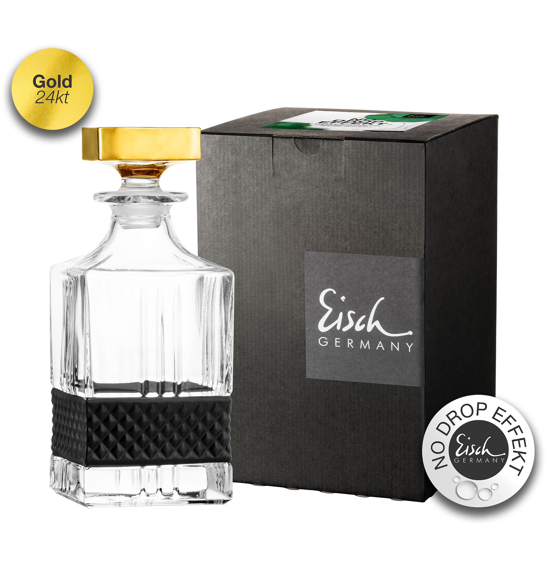 Whisky Karaffe schwarz/gold No Drop Effekt 0,85l GLEN