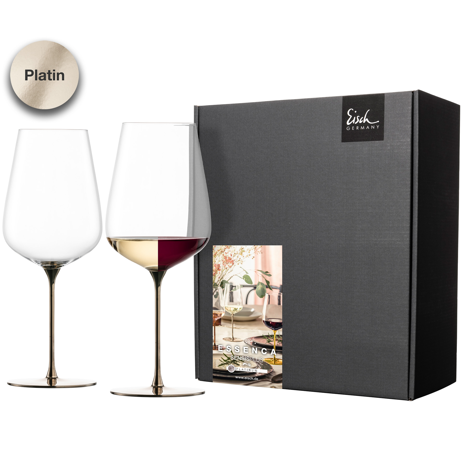 2er Set Allround Weingläser kraftvoll & reichhaltig platin ESSENCA SENSISPLUS PLATINUM EDITION