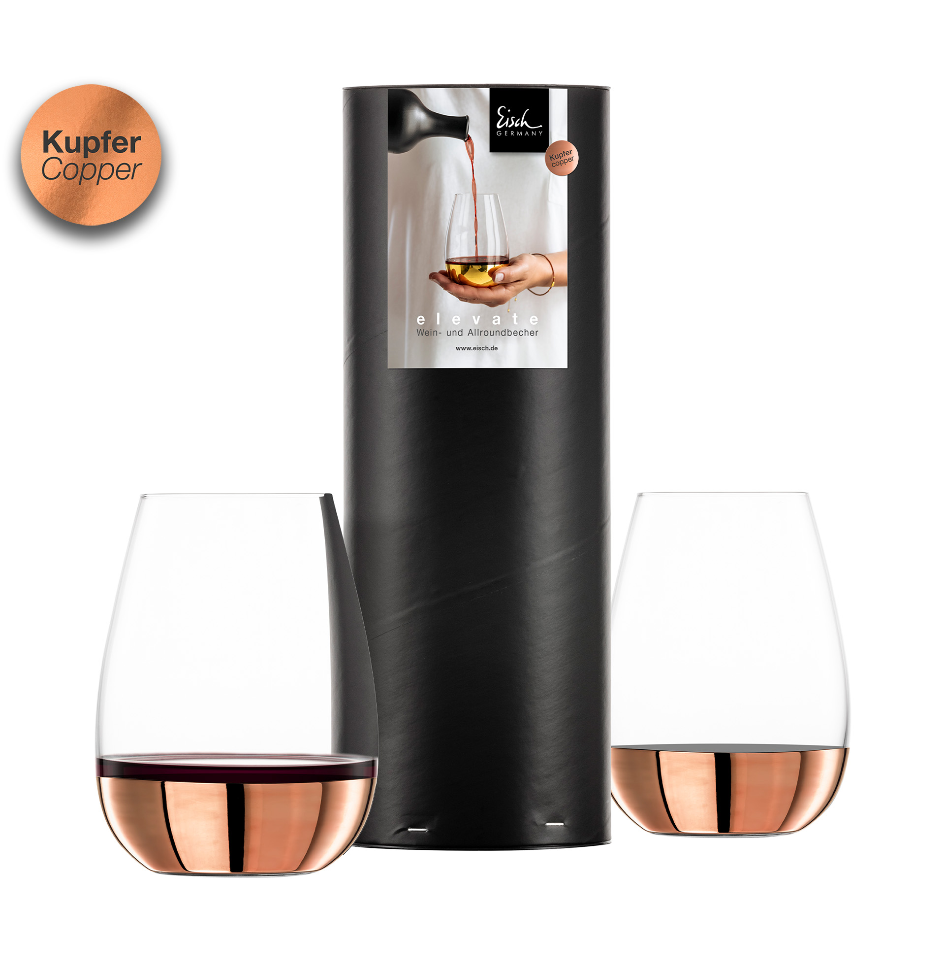 2er Set Allroundbecher Rotwein kupfer ELEVATE