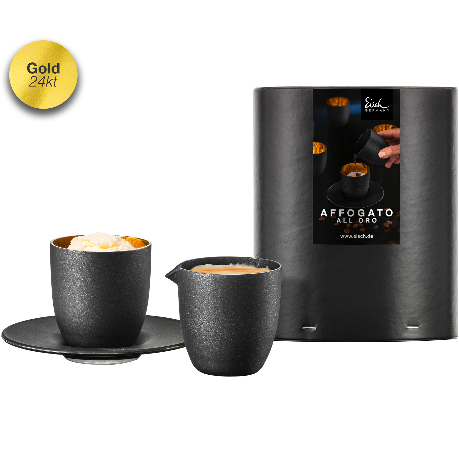 Set Affogato al oro Glas mit Kännchen schwarz/gold AFFOGATO