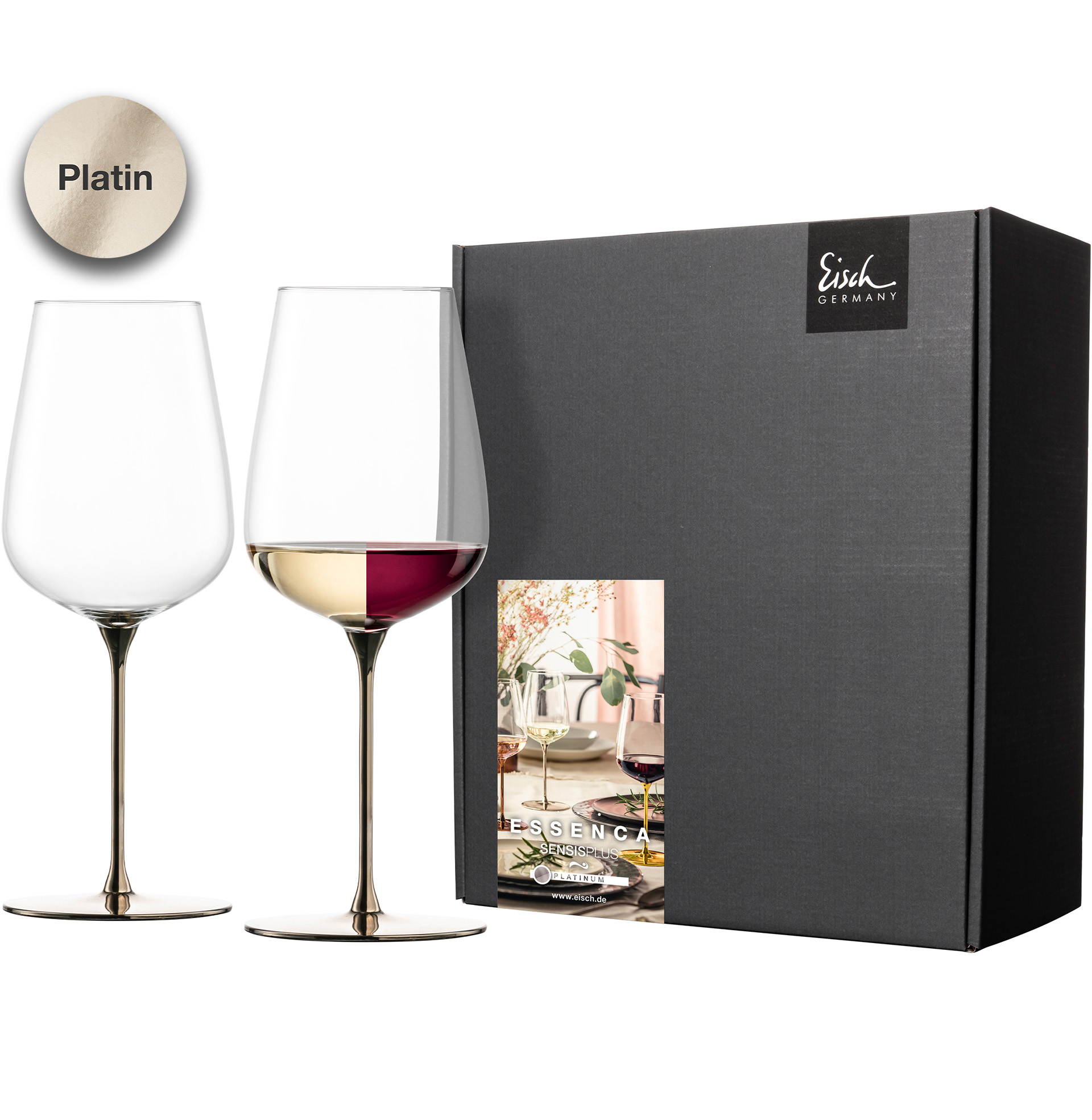 2er Set Allround Weingläser fruchtig & aromatisch platin ESSENCA SENSISPLUS PLATINUM EDITION