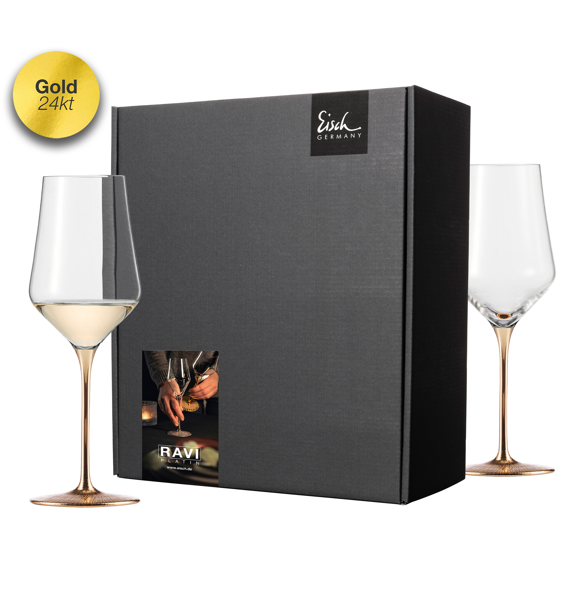 2er Set Weißweingläser gold RAVI GOLD