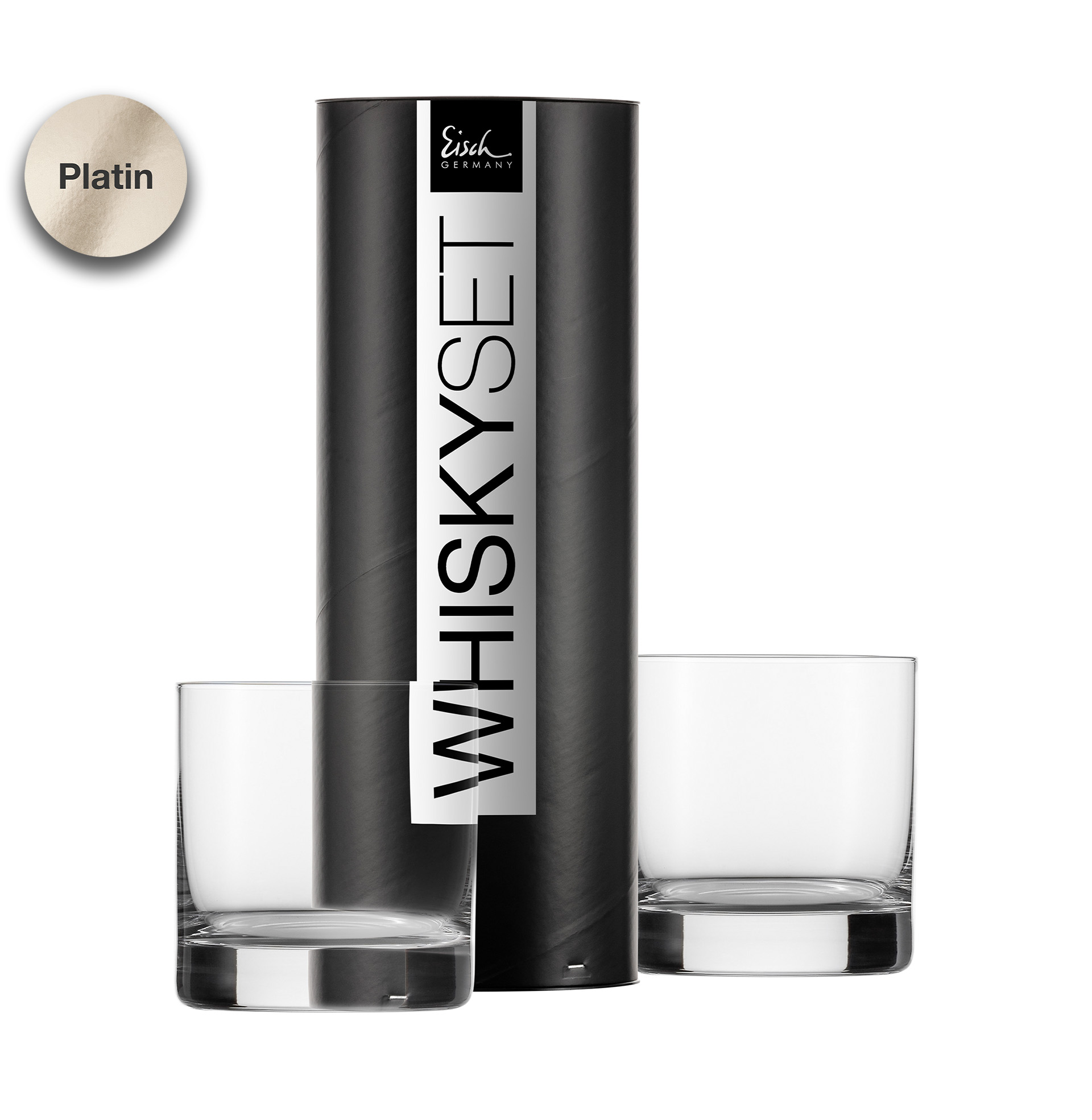 Set of 2 whisky glasses platinum GENTLEMAN