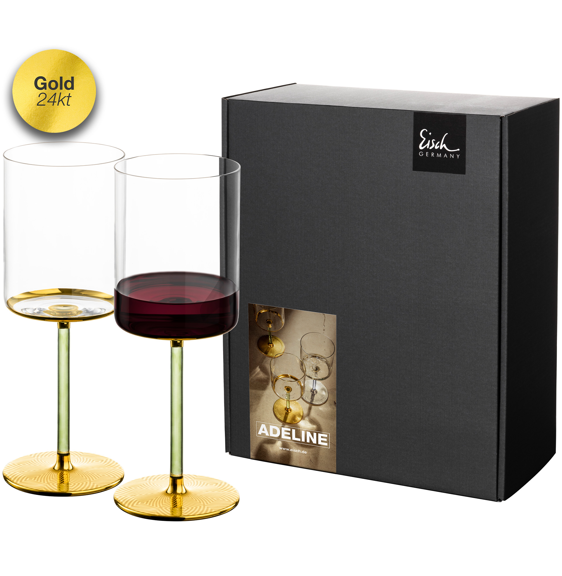 2er Set Rotweingläser gold ADELINE