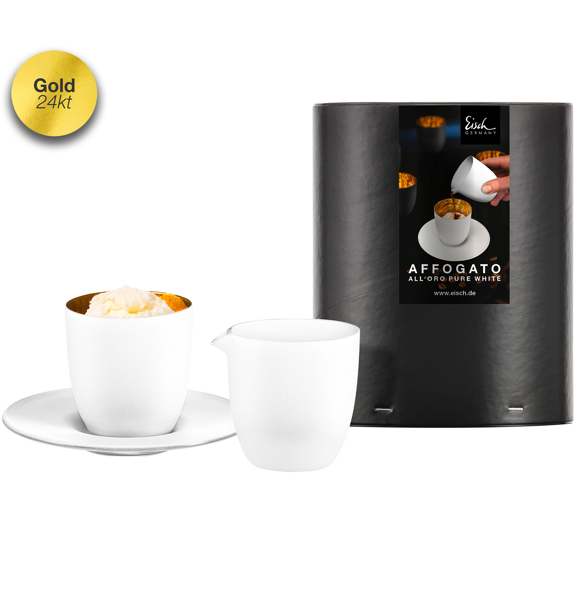 Set Affogato al oro Glas mit Kännchen weiß/gold AFFOGATO