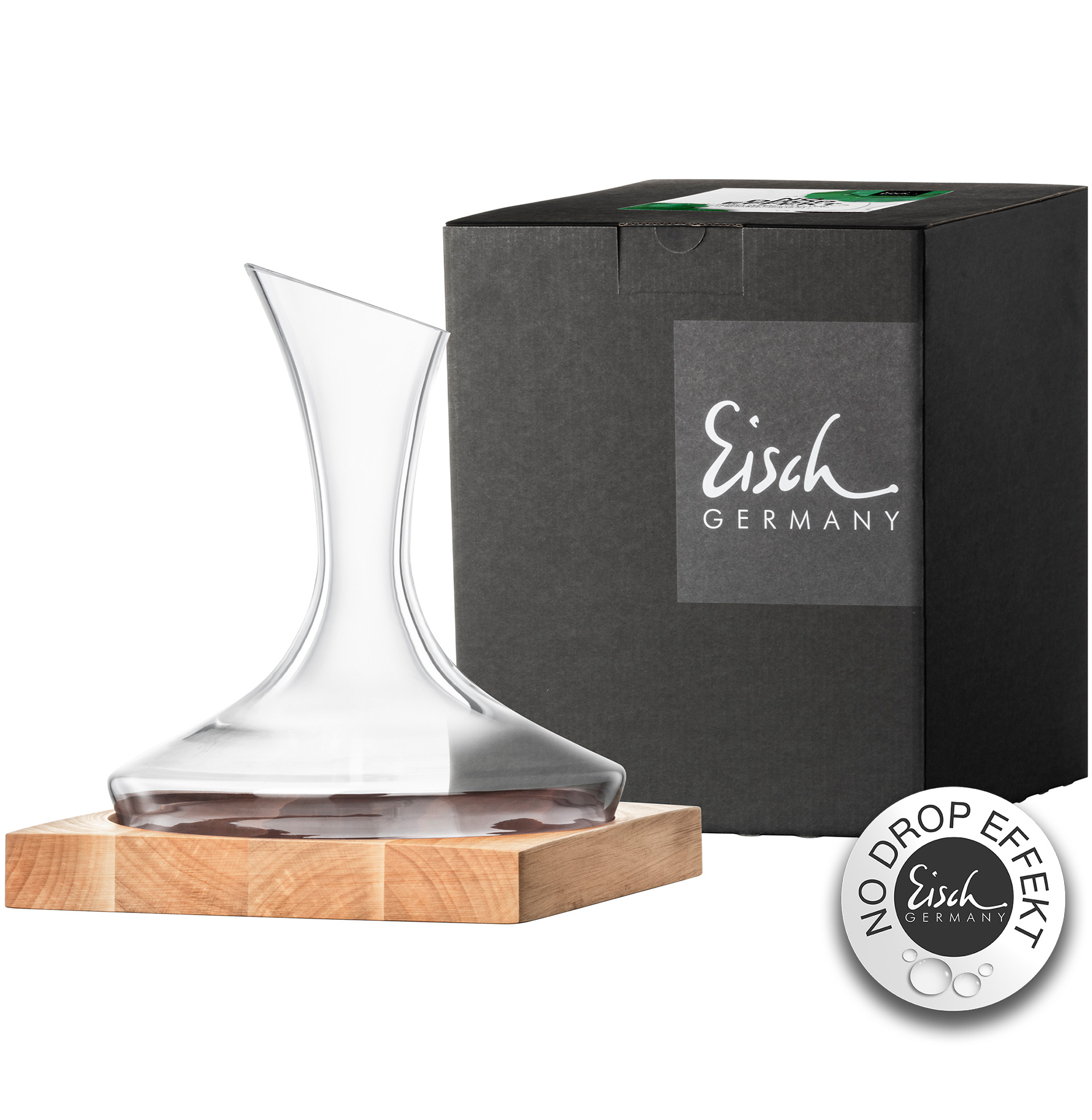 Dekantierkaraffe No Drop Effekt auf Holzsockel 0,75l WOOD EDITION