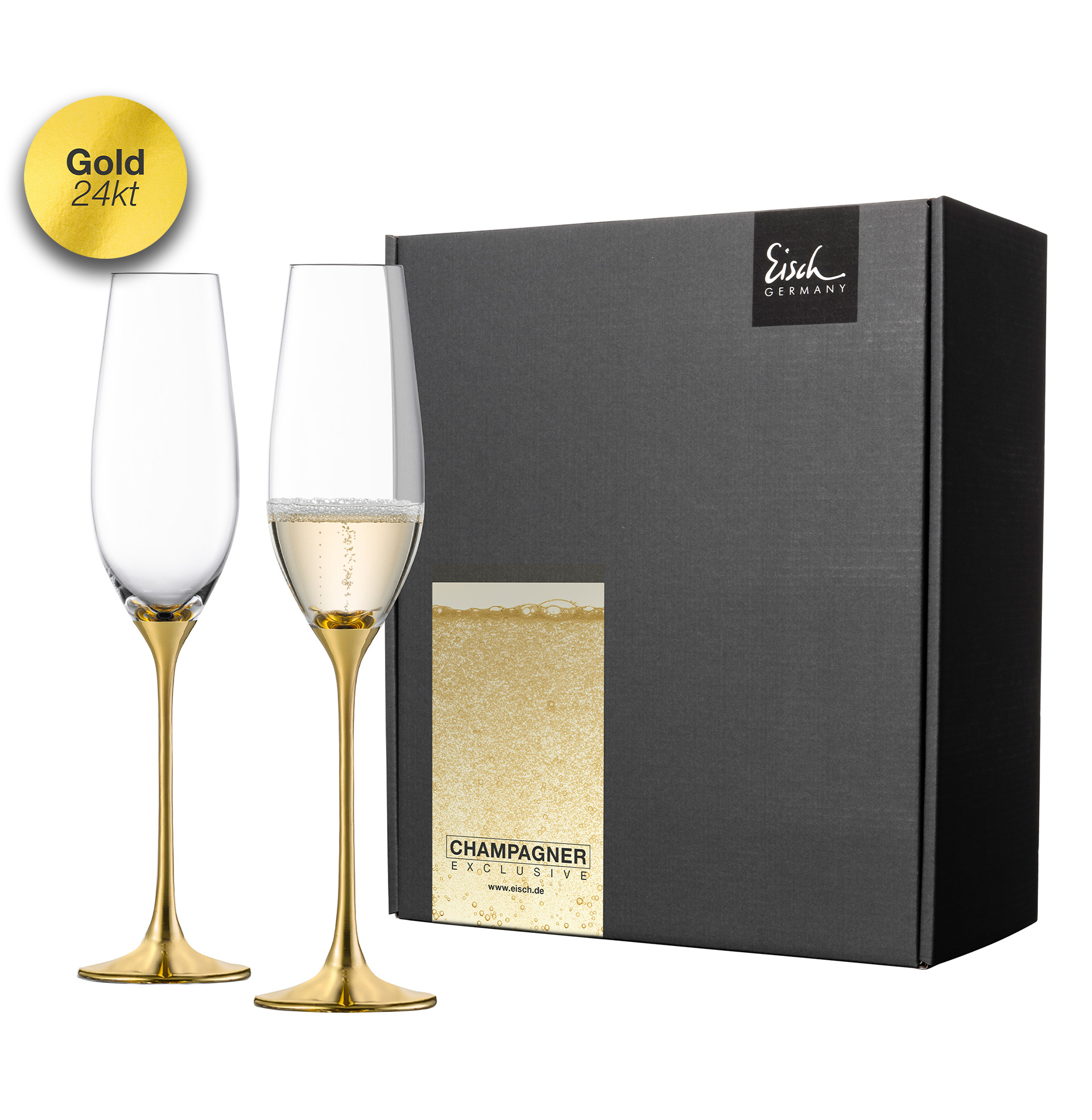 2er Set Champagnergläser gold CHAMPAGNER EXKLUSIV