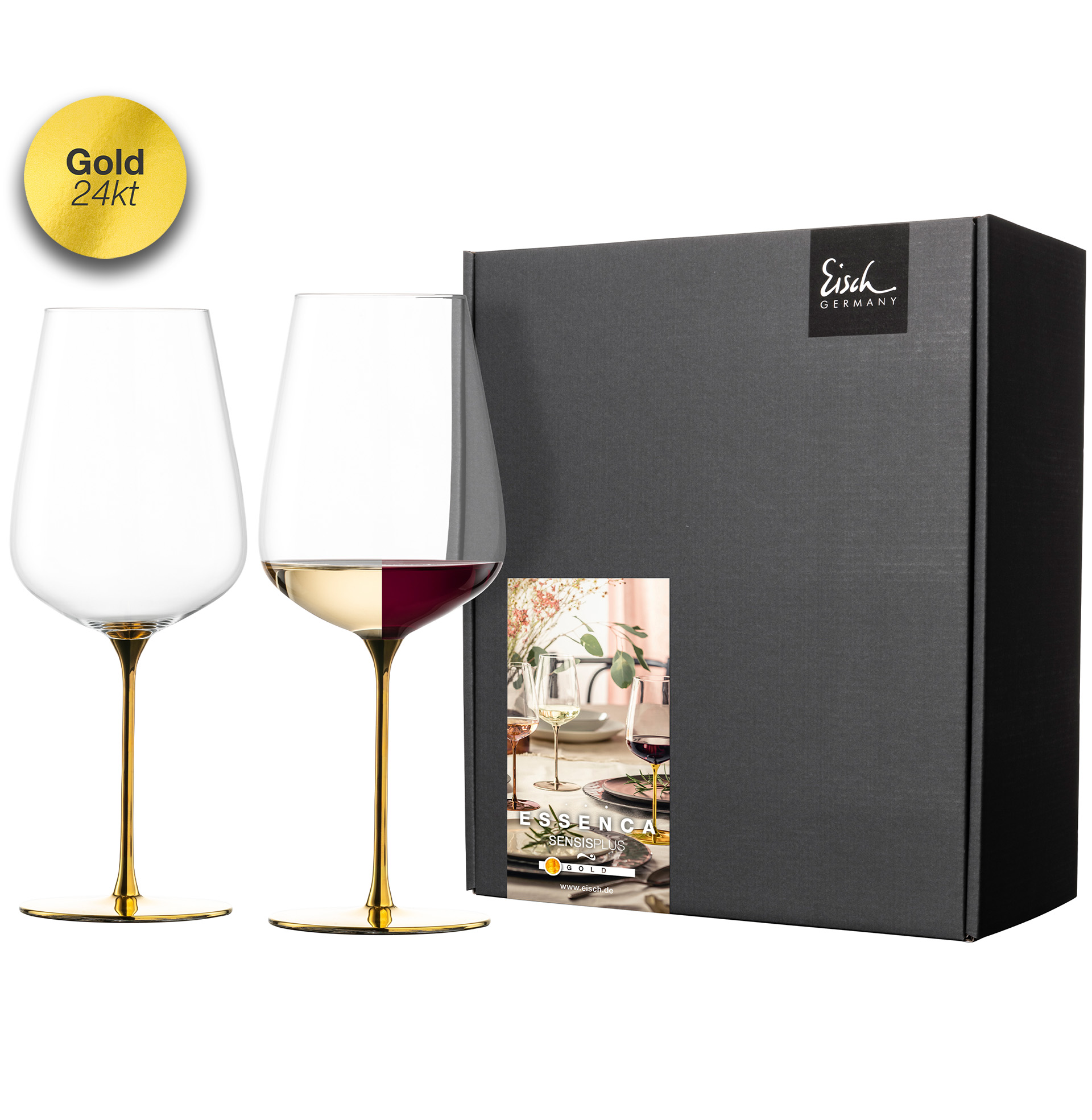 2er Set Allround Weingläser kraftvoll & reichhaltig gold ESSENCA SENSISPLUS GOLD EDITION