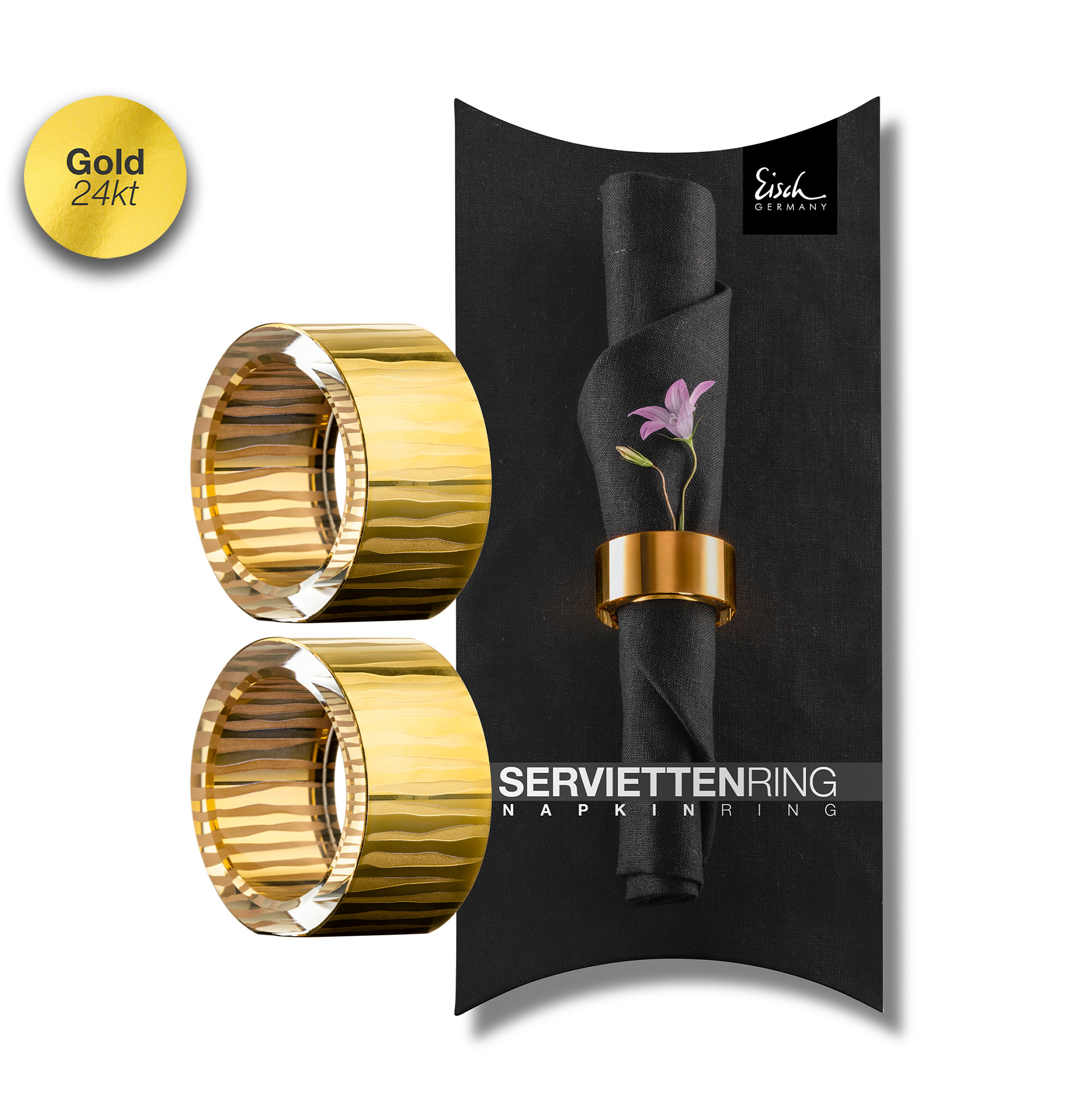 Set of 2 napkin rings gold ELIOR