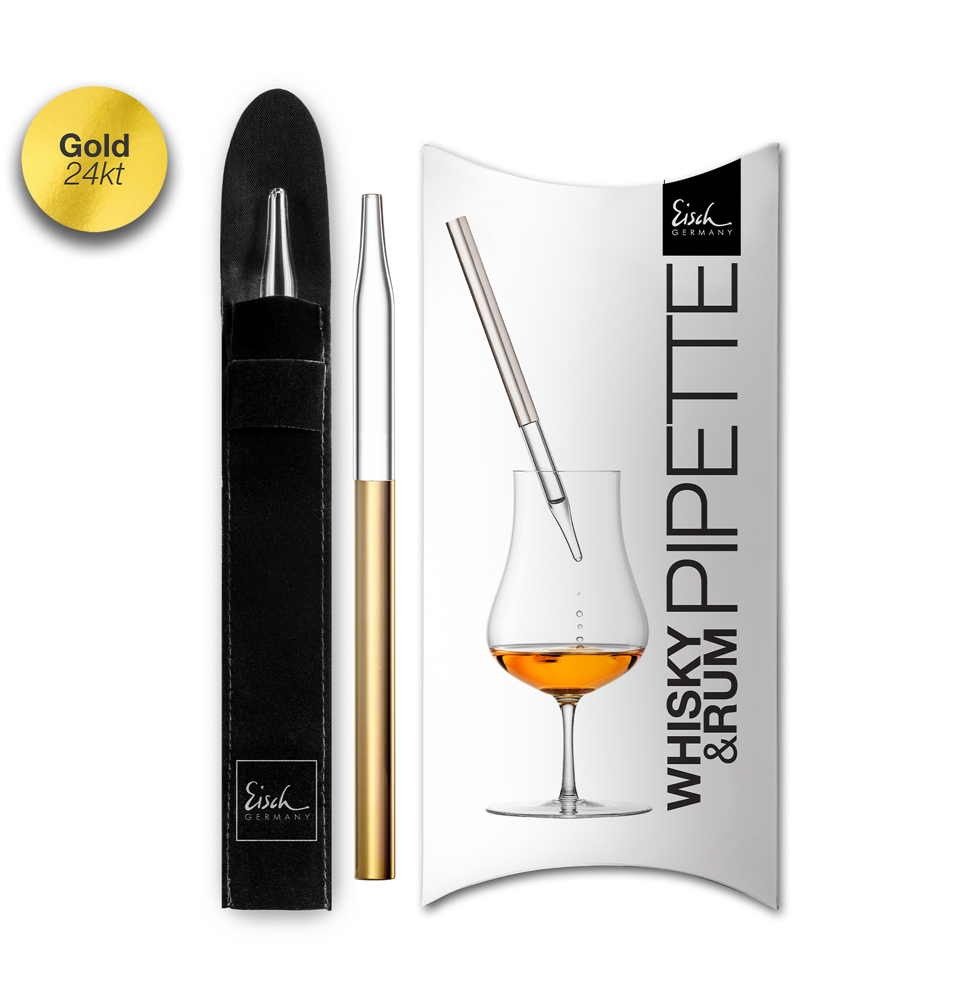 Whisky- / Rum-Pipette gold GENTLEMAN