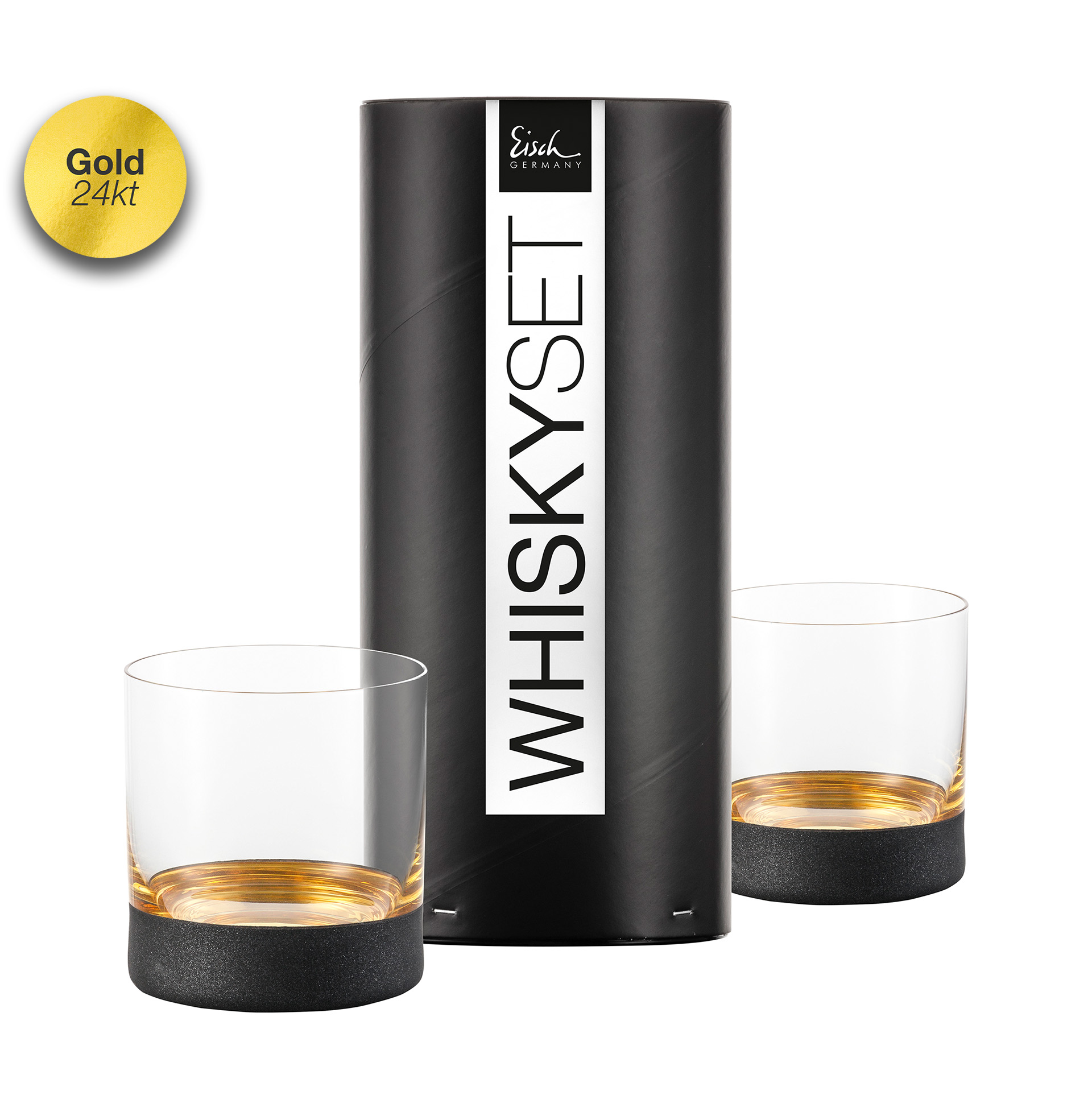 Set of 2 whisky glasses black/gold COSMO