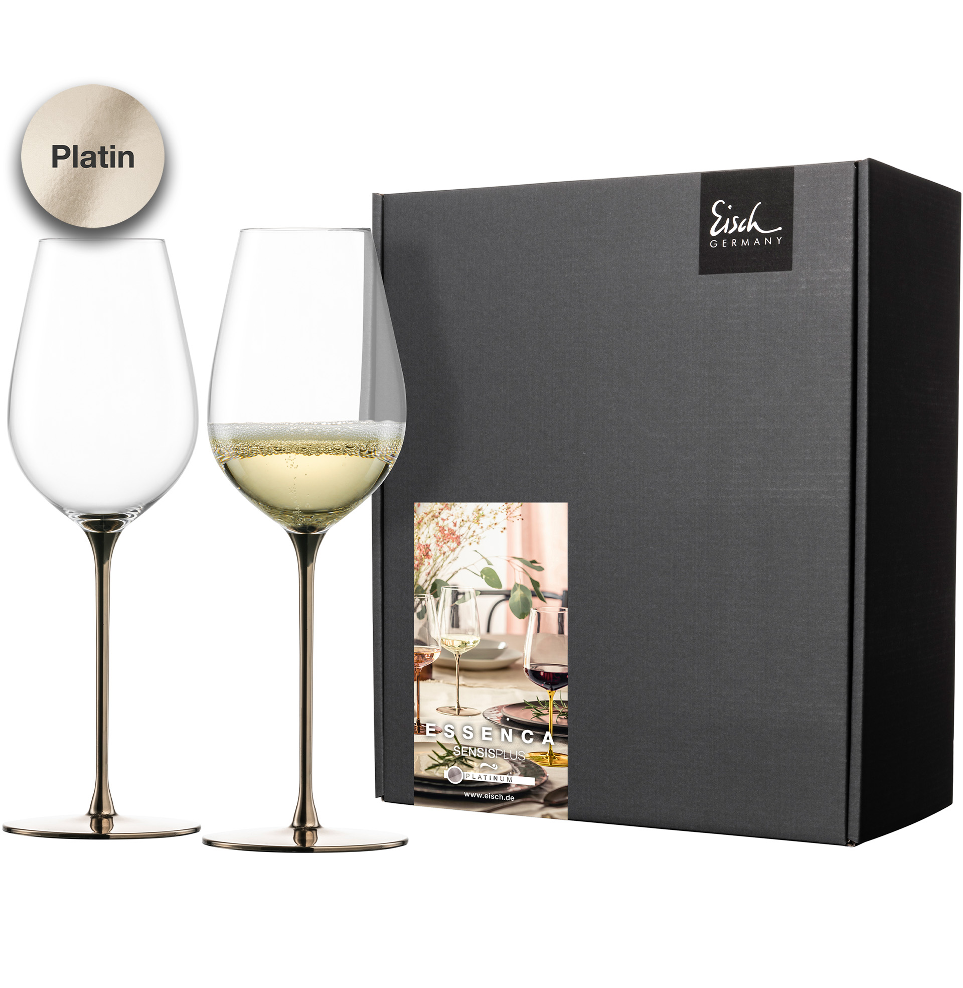 Set of 2 allround wine glasses refreshing & light platinum ESSENCA SENSISPLUS PLATINUM EDITION