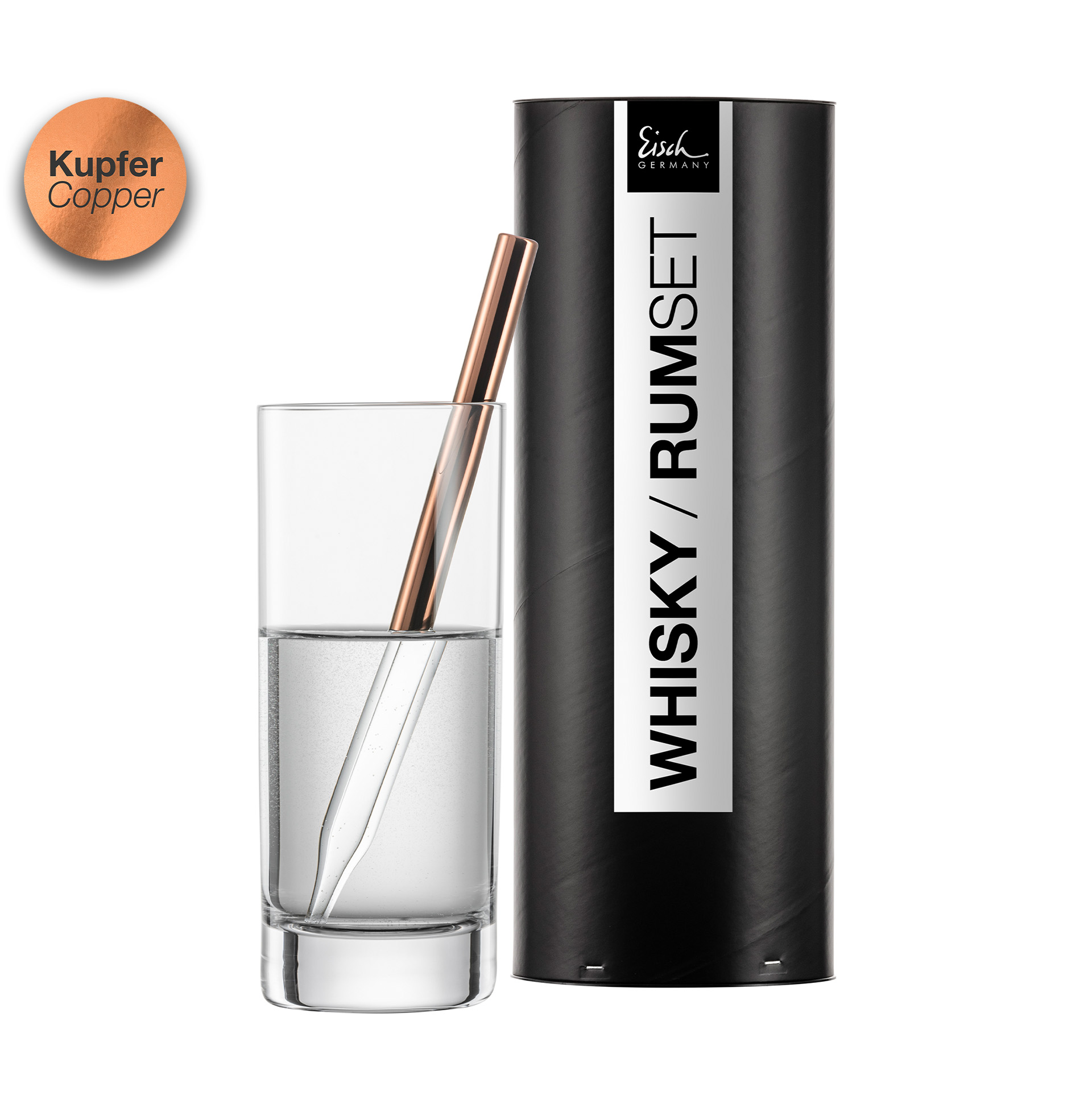 2-piece set whisky / rum pipette copper with glass GENTLEMAN