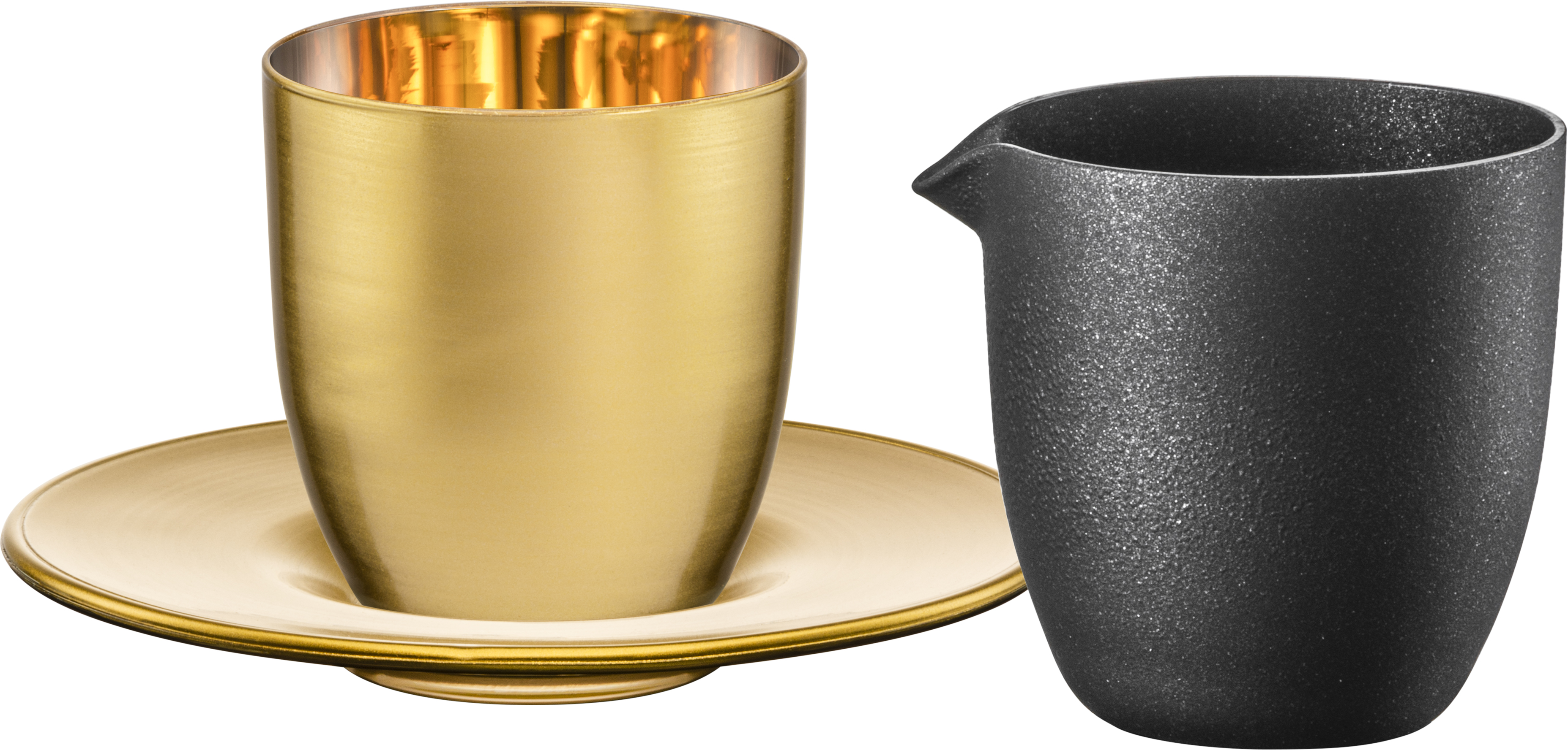 Set Affogato al oro glass with small pot gold/black AFFOGATO