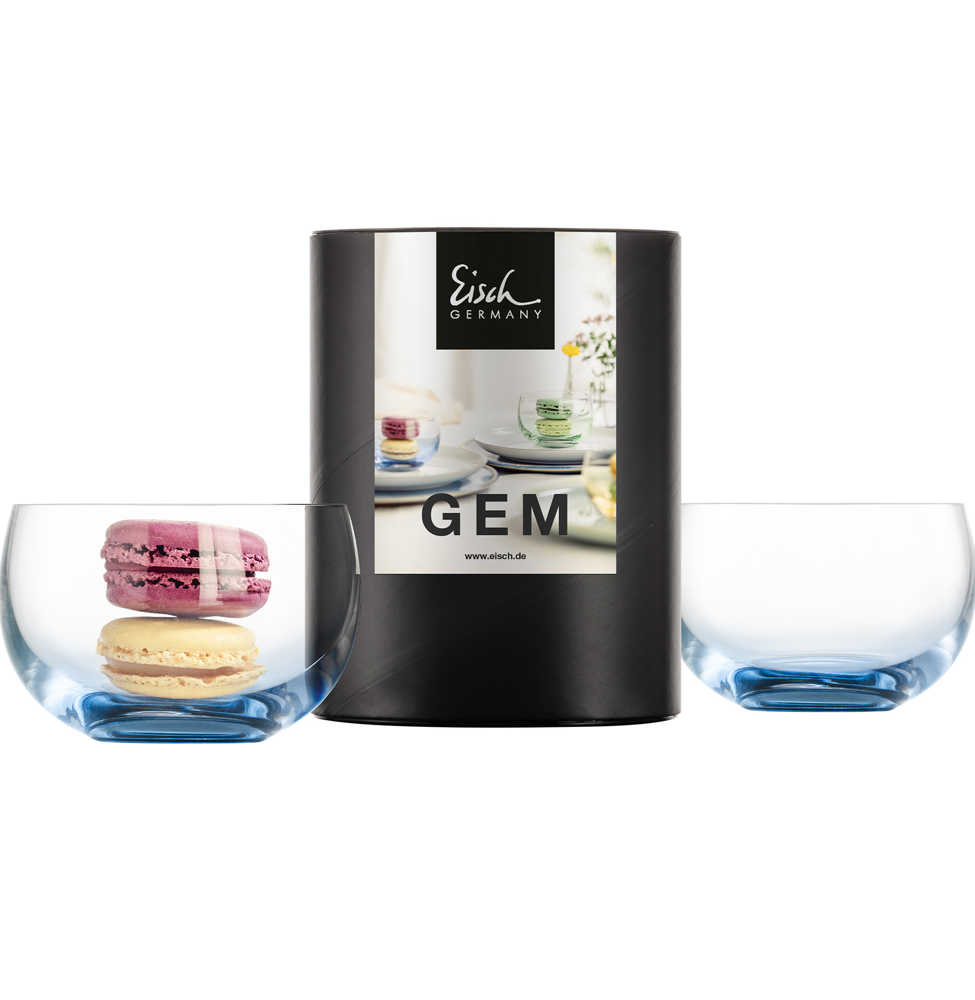 Set of 2 dessert glasses blue GEM