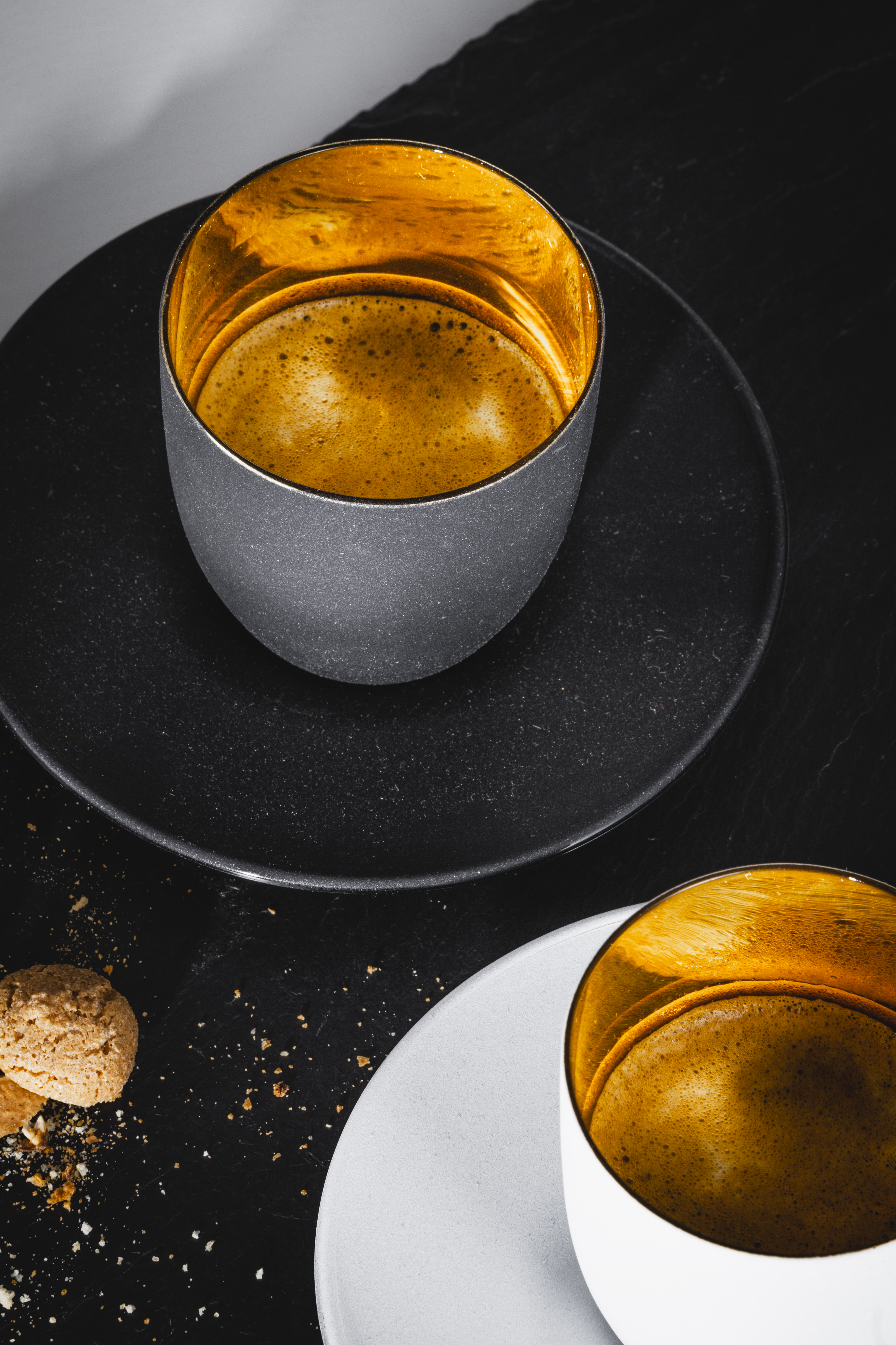 Black and white espresso glass with espresso