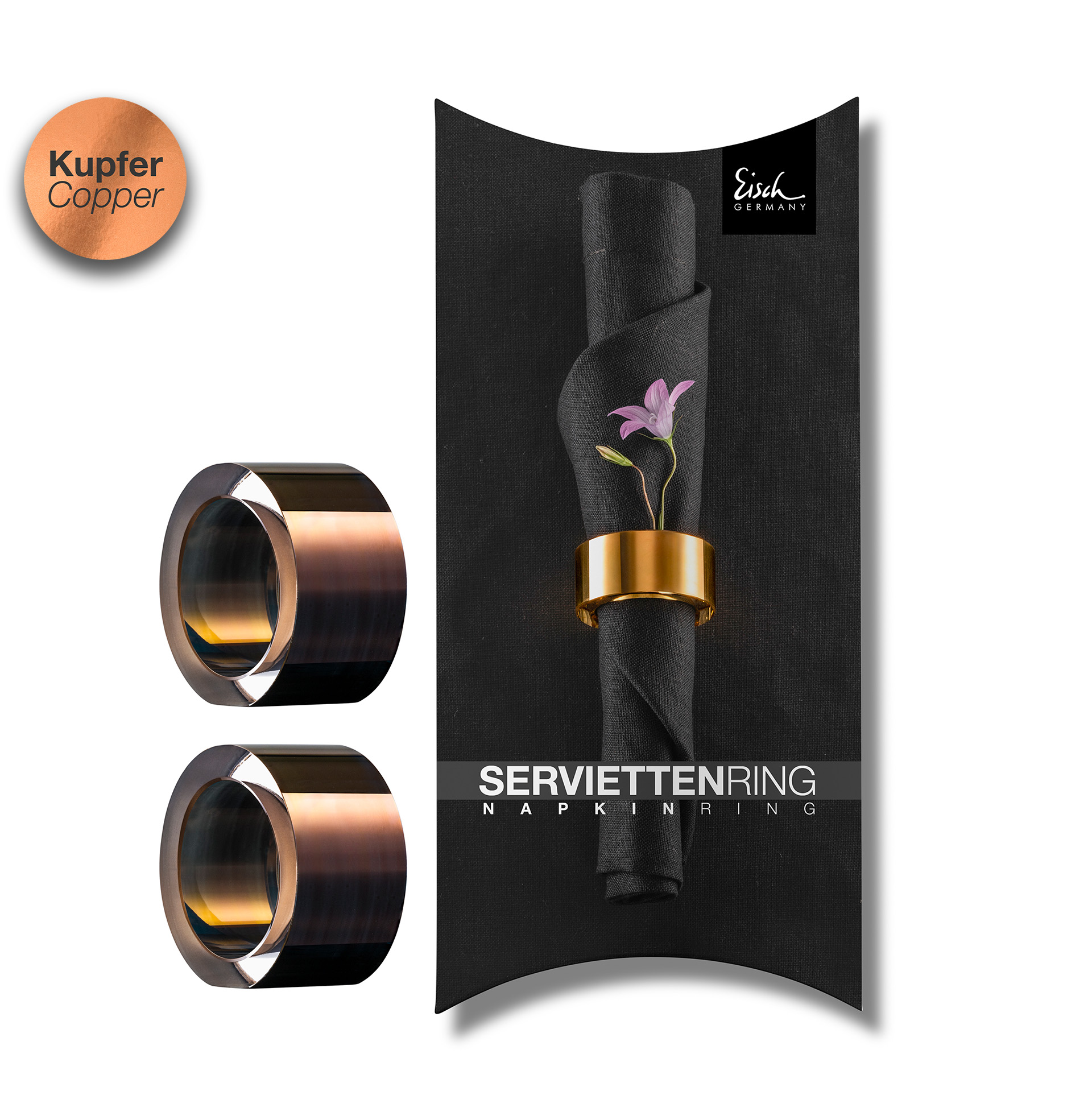 2er Set Serviettenringe kupfer