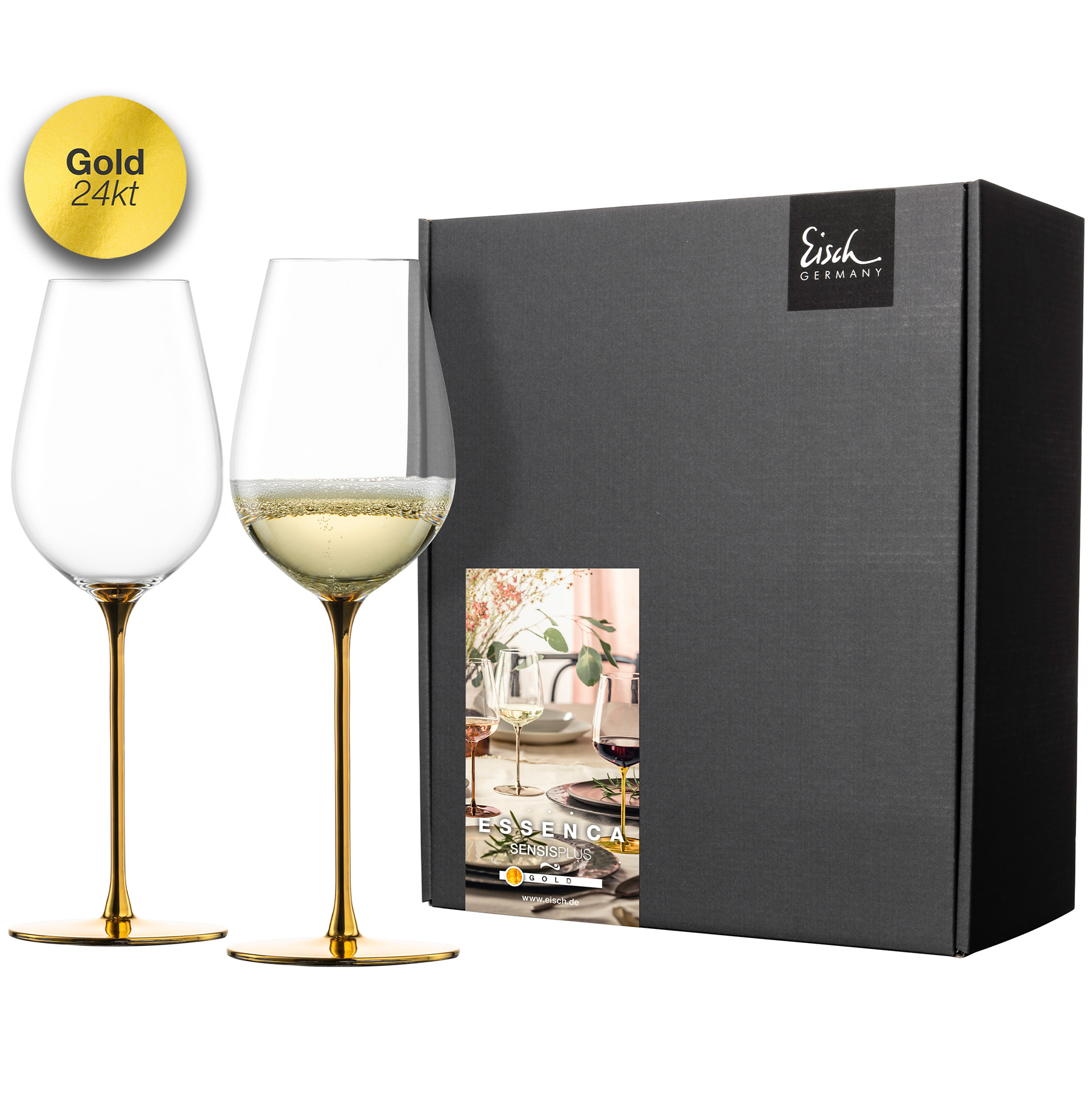 2er Set Allround Weingläser erfrischend & leicht gold ESSENCA SENSISPLUS GOLD EDITION